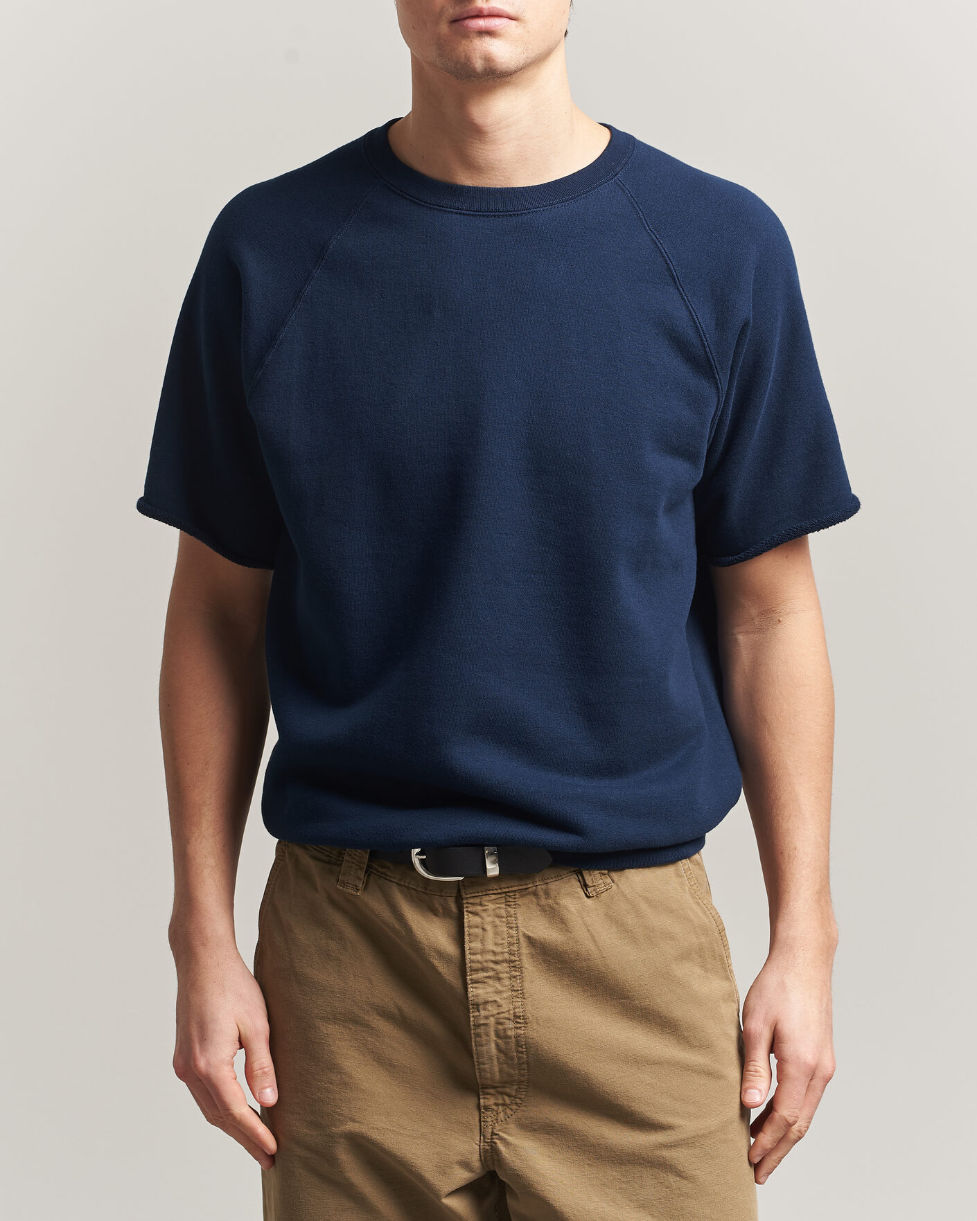 Homme | T-shirts | BEAMS PLUS | Short Sleeve Cut Off Sweat Navy
