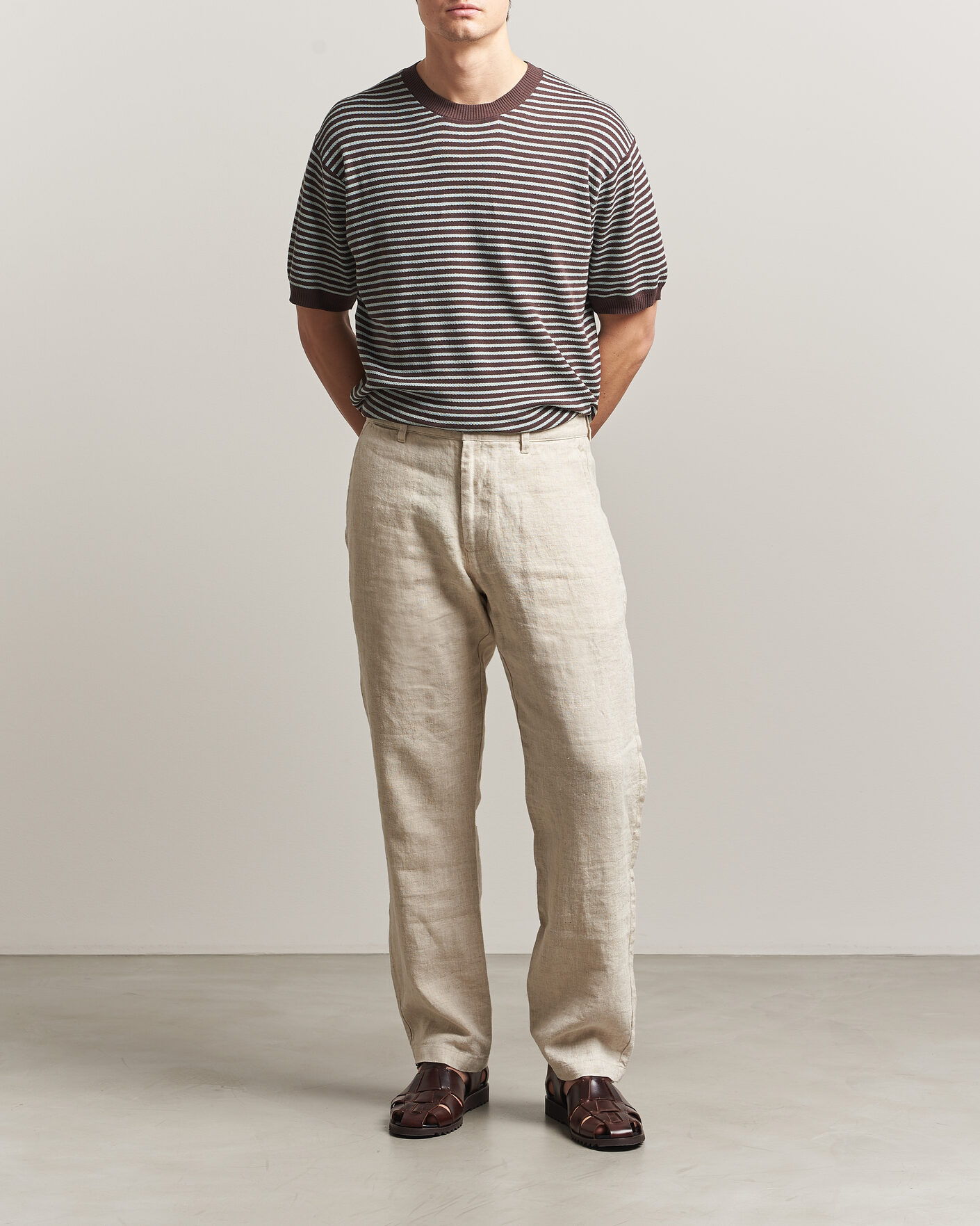 Homme | T-shirts | BEAMS PLUS | Jacquard Knit T-Shirt Brown