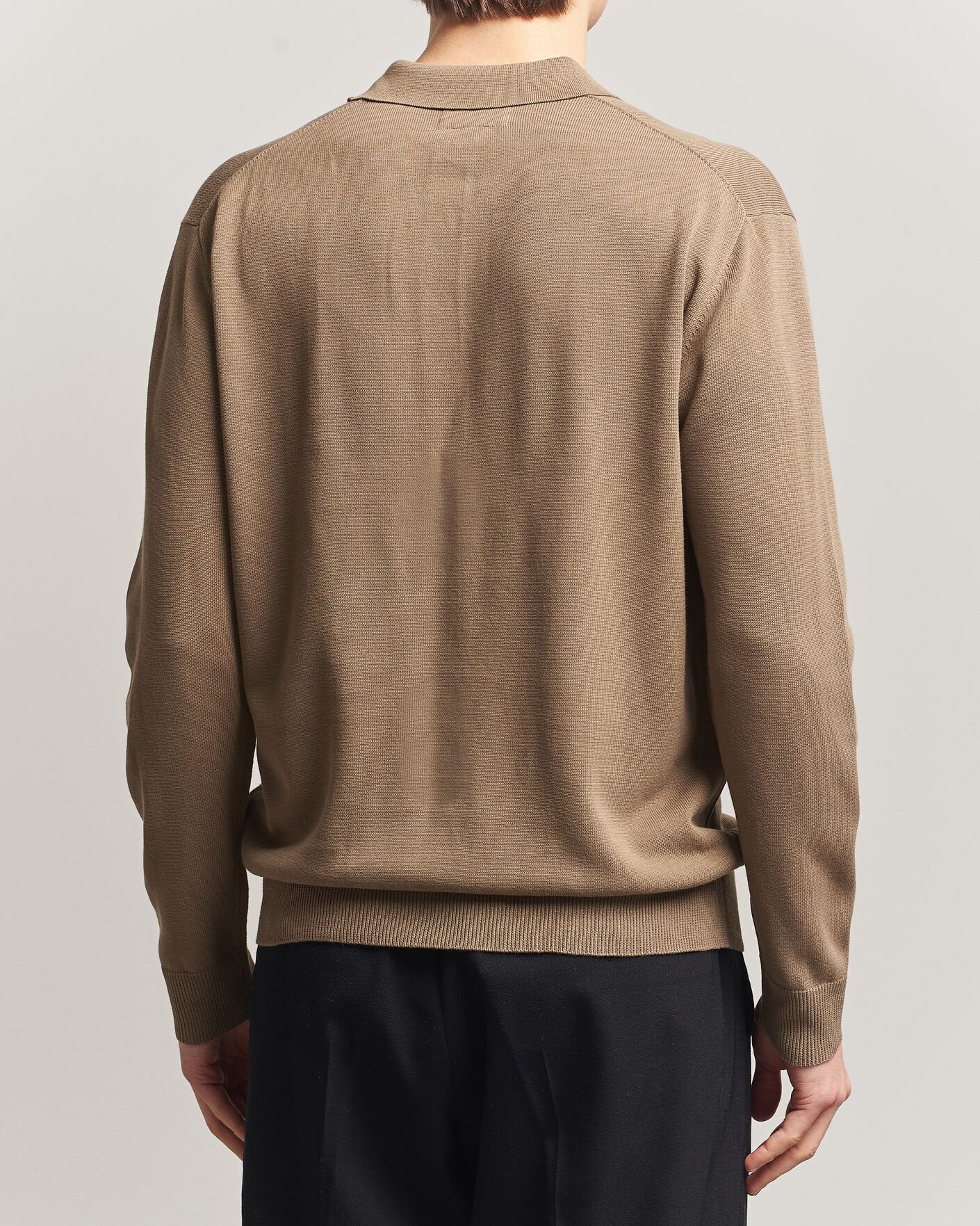 Homme | Polos | BEAMS PLUS | Long Sleeve 12G Knit Polo Mocha