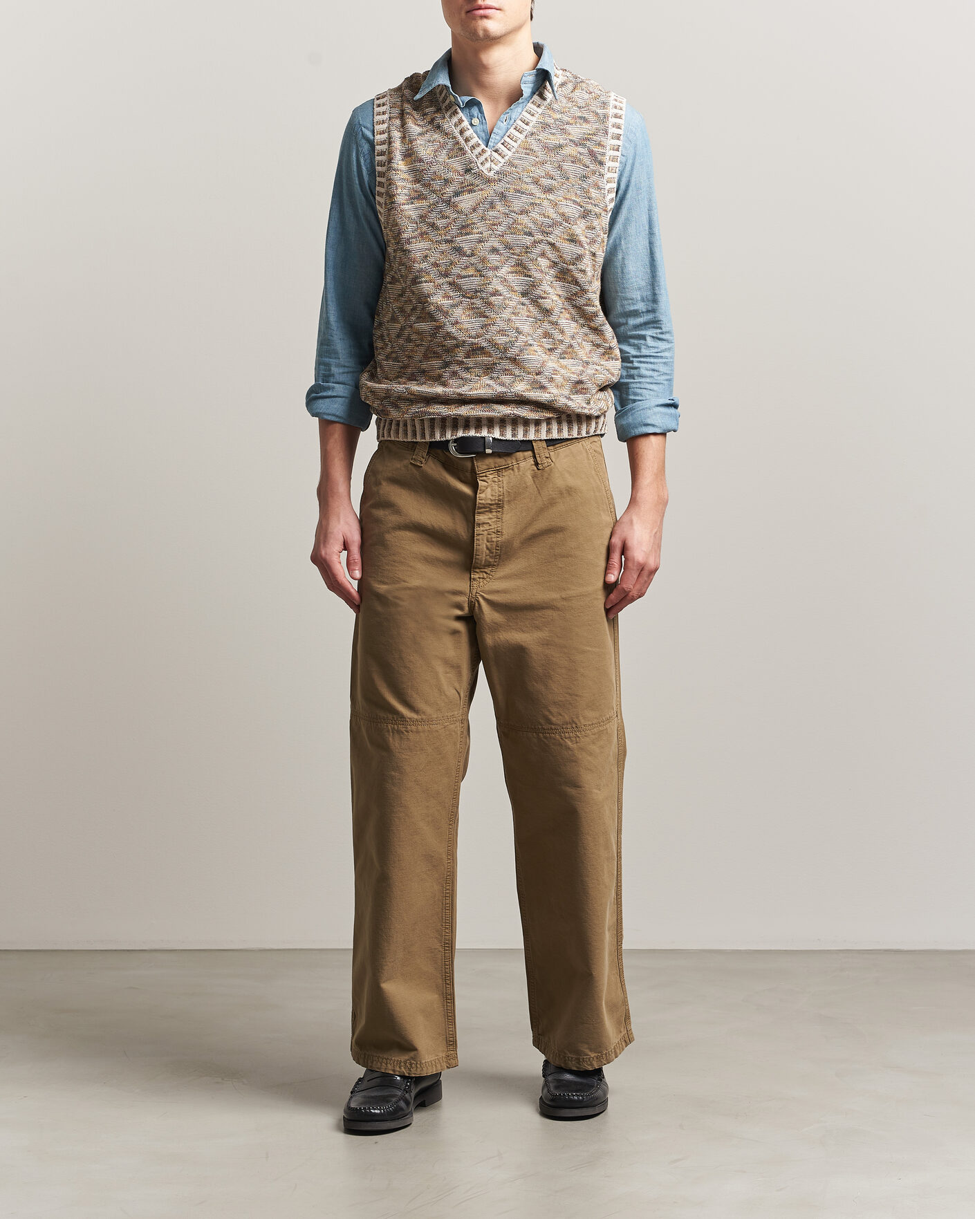 Homme | Pulls Et Tricots | BEAMS PLUS | Kasuri Jacquard Knit Vest Beige