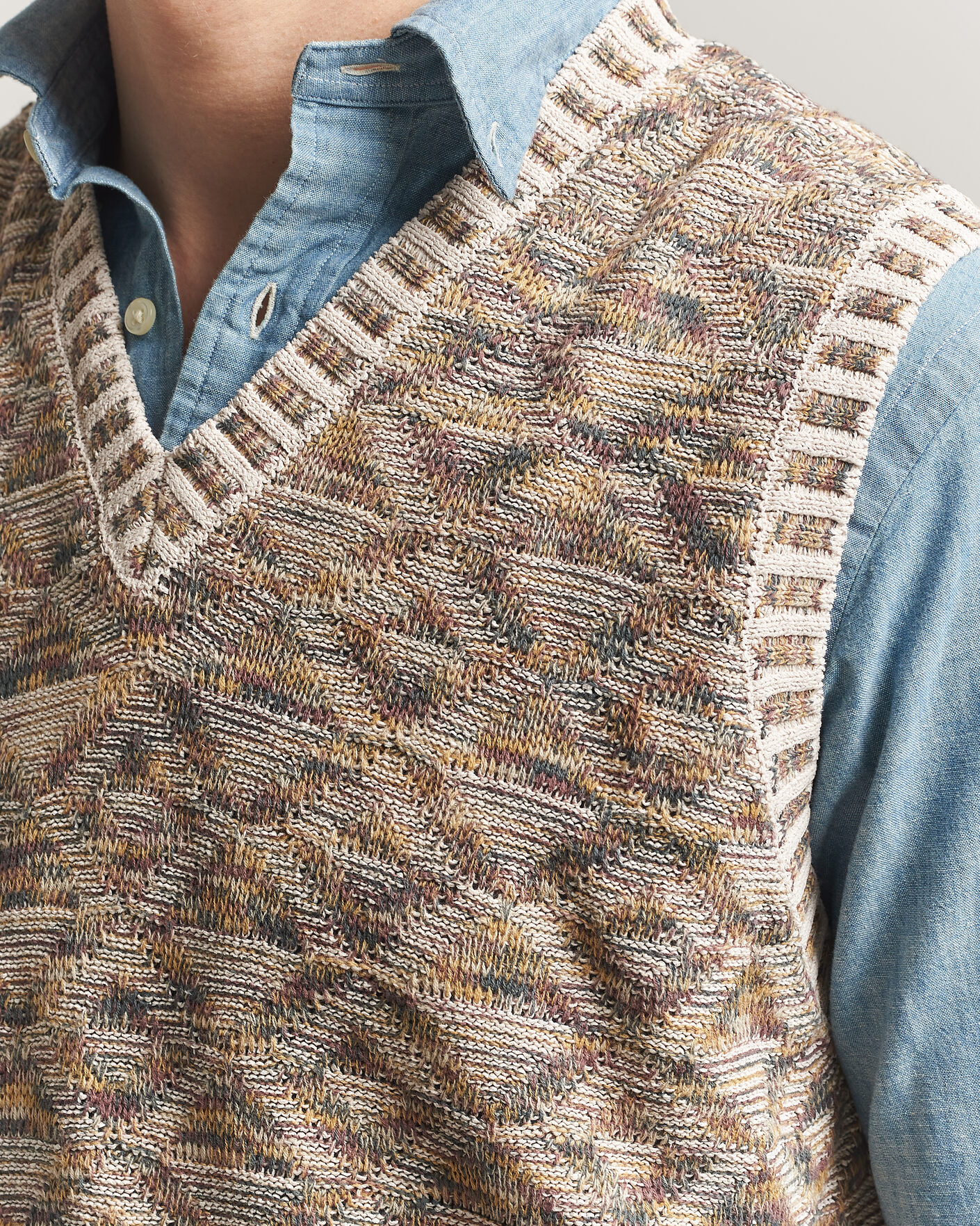 Homme | Pulls Et Tricots | BEAMS PLUS | Kasuri Jacquard Knit Vest Beige