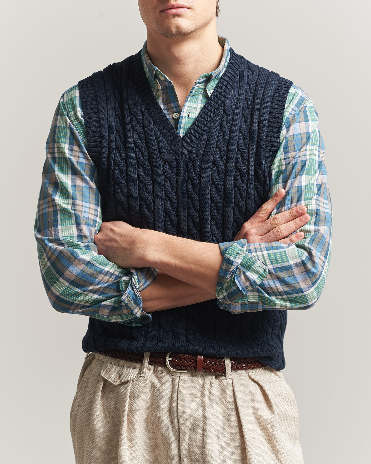Homme | Pulls Et Tricots | BEAMS PLUS | Cable Knit Vest Navy