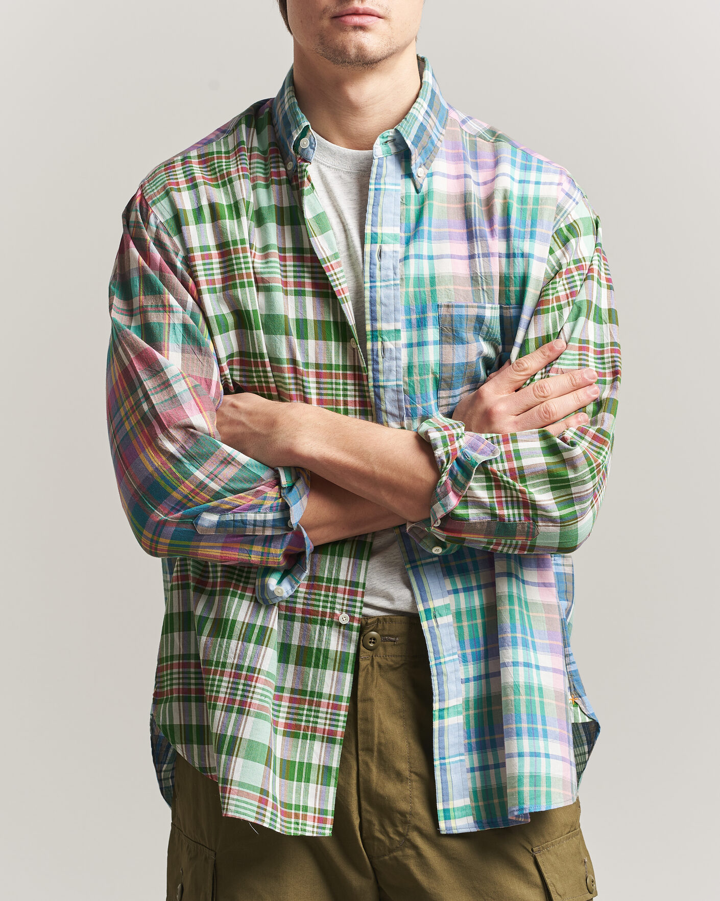 Homme | Chemises | BEAMS PLUS | Patchwork Madras Shirt Multicolour