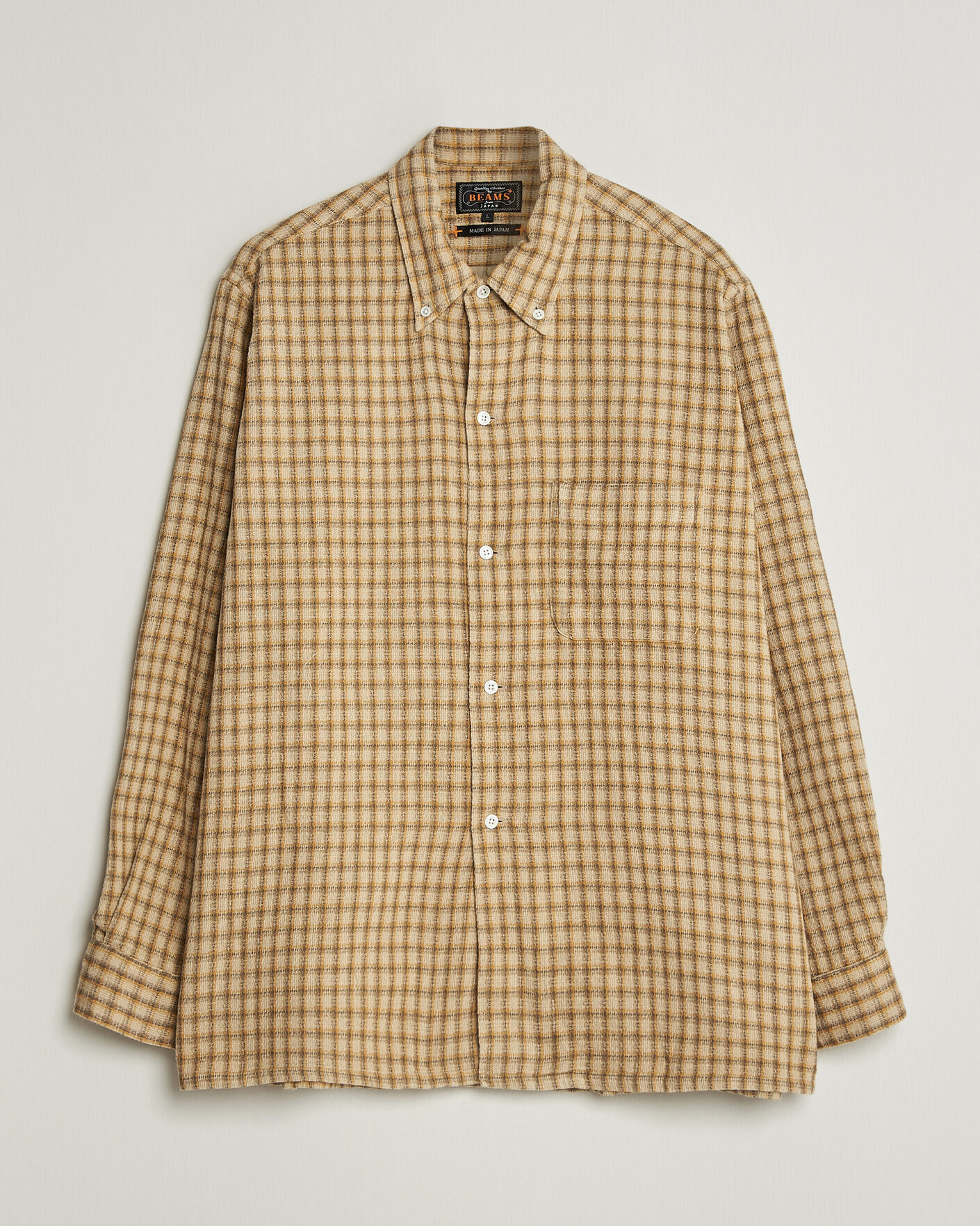 Homme | Chemises | BEAMS PLUS | Panama Plaid Button Down Shirt Beige