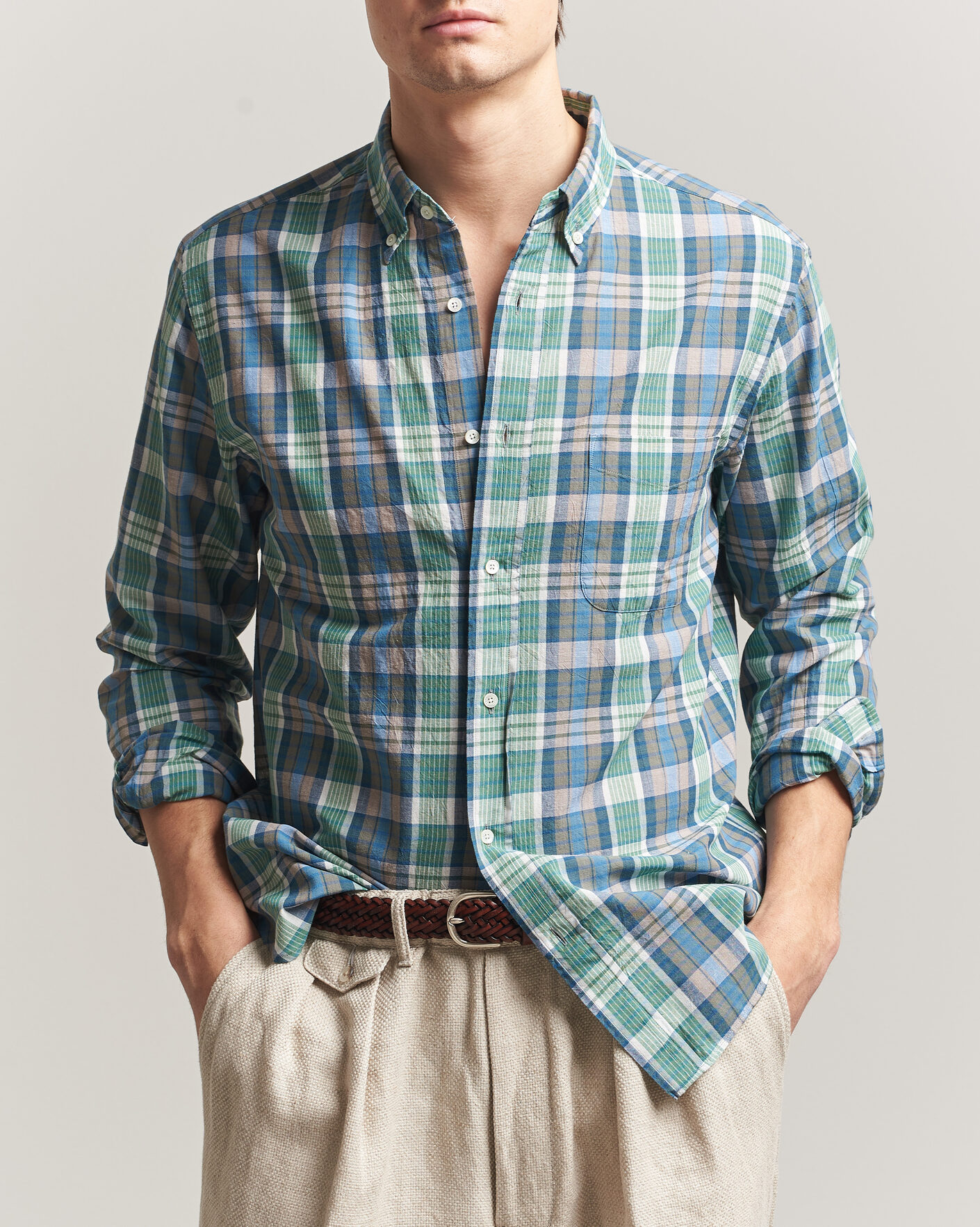 Homme | Chemises | BEAMS PLUS | Madras Button Down Shirt Blue