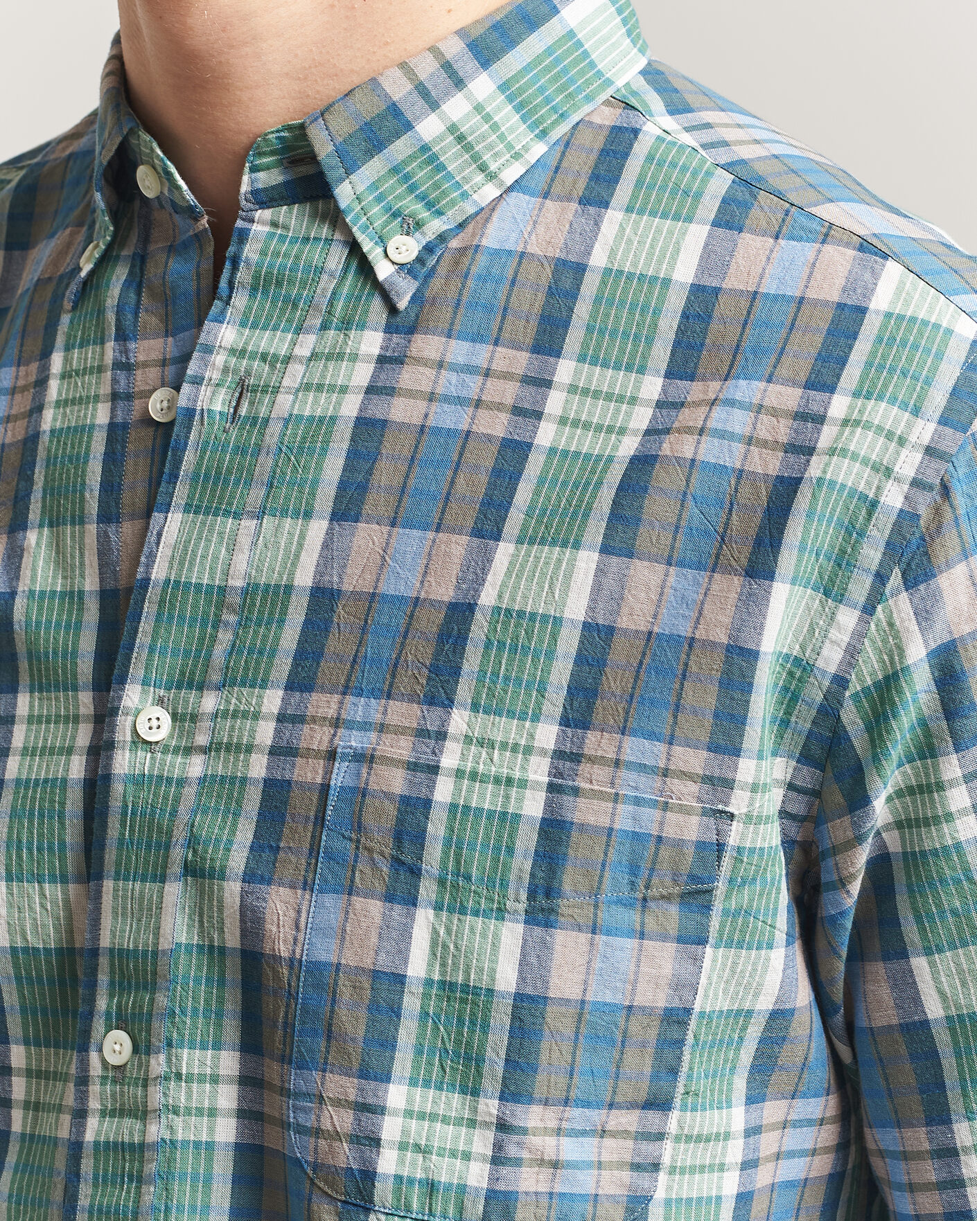 Homme | Chemises | BEAMS PLUS | Madras Button Down Shirt Blue