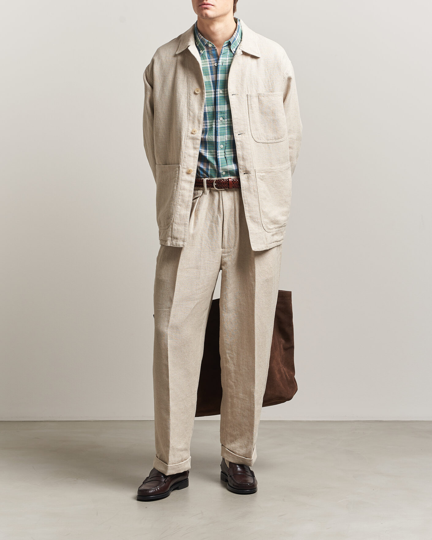 Homme | Pantalons | BEAMS PLUS | Cotton/Linen Pleated Trousers Off White