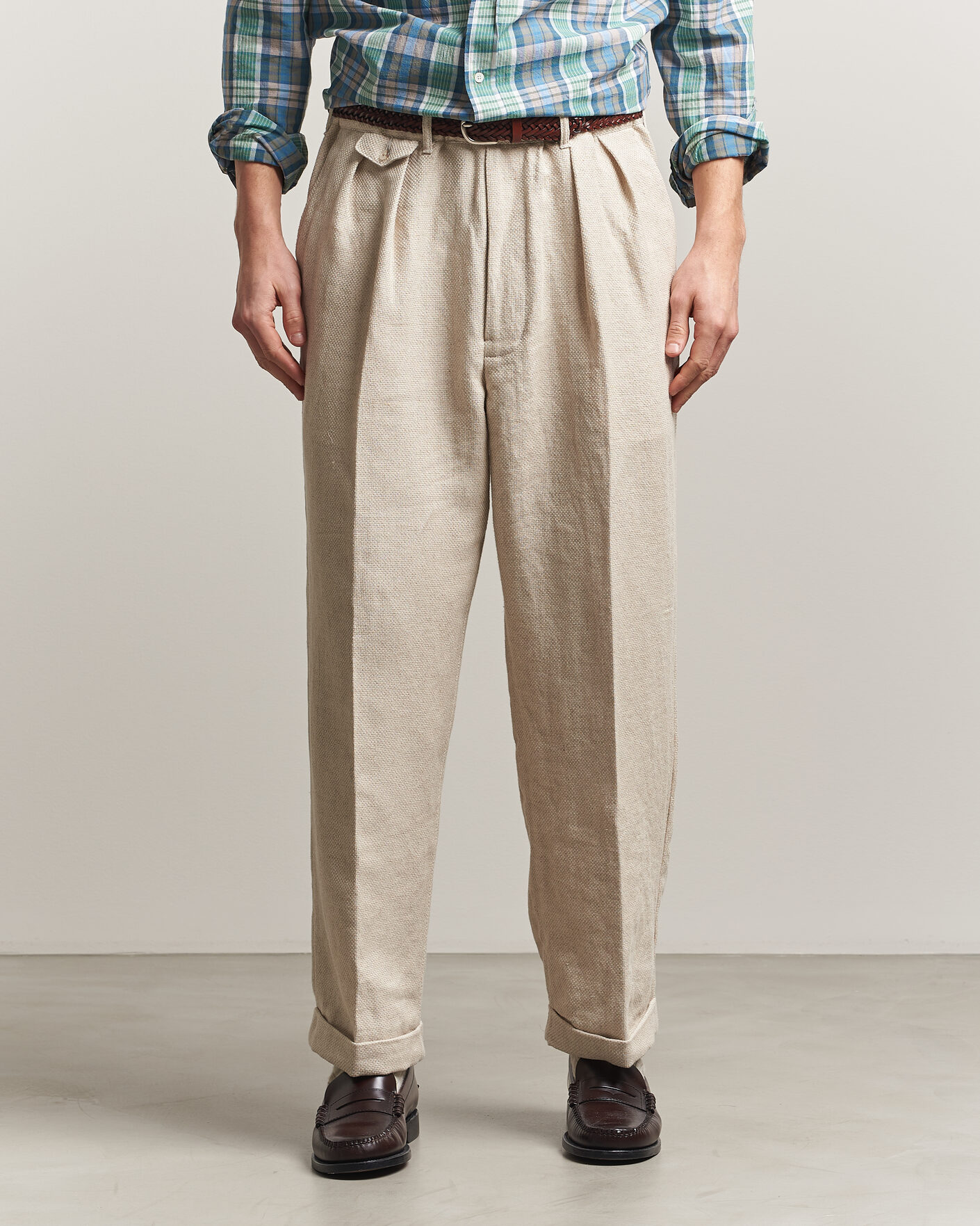 Homme | Pantalons | BEAMS PLUS | Cotton/Linen Pleated Trousers Off White