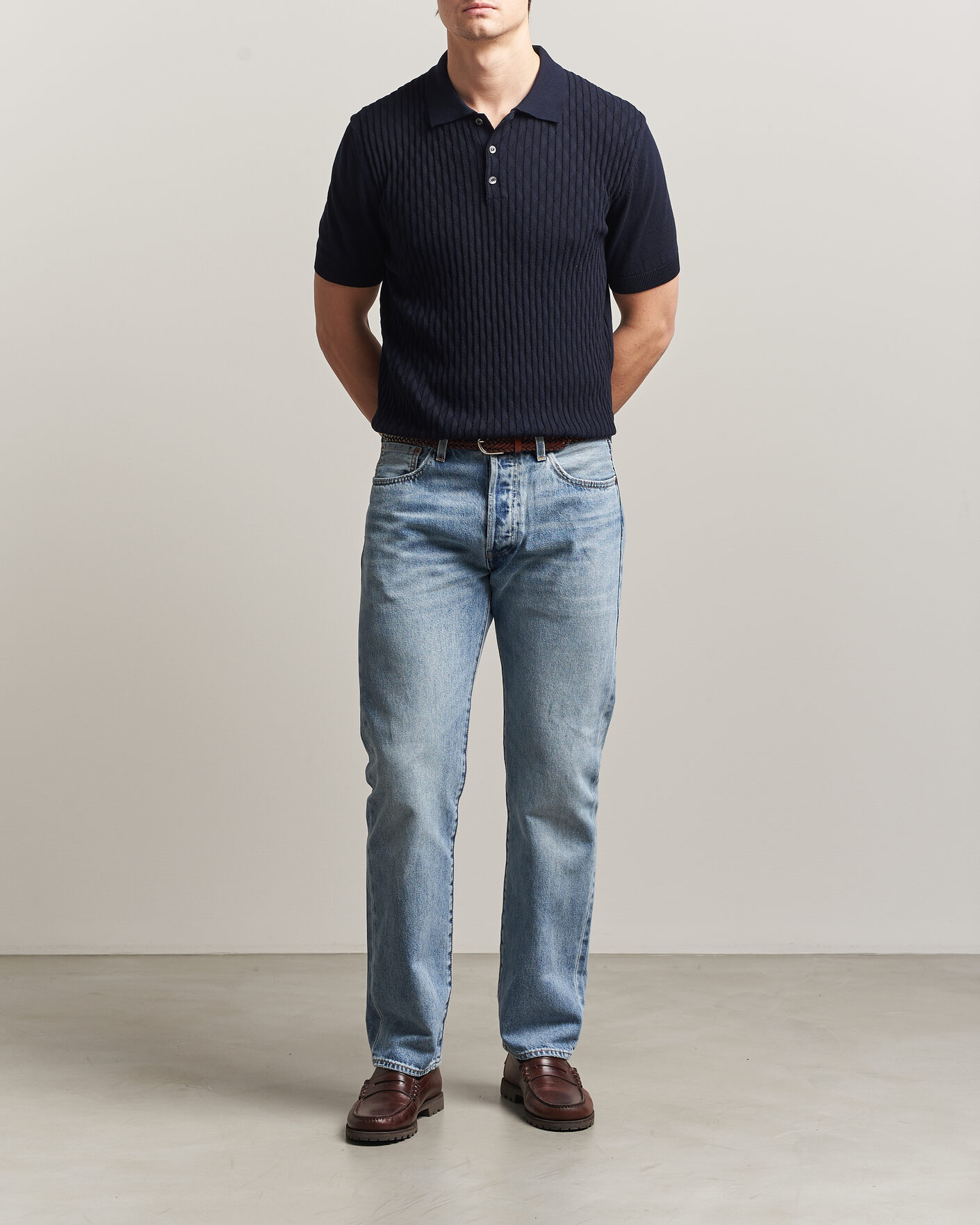 Homme | Polos | Baracuta | Pattern Stich Polo Navy