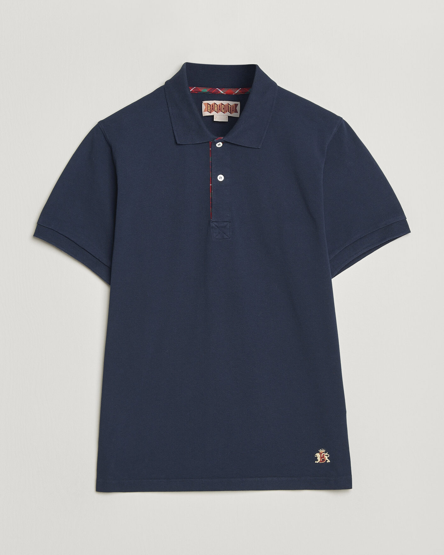 Homme | Polos | Baracuta | Tartan Placket Piquet Polo Navy