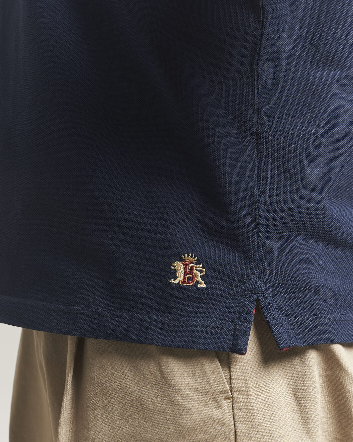 Homme | Polos | Baracuta | Tartan Placket Piquet Polo Navy