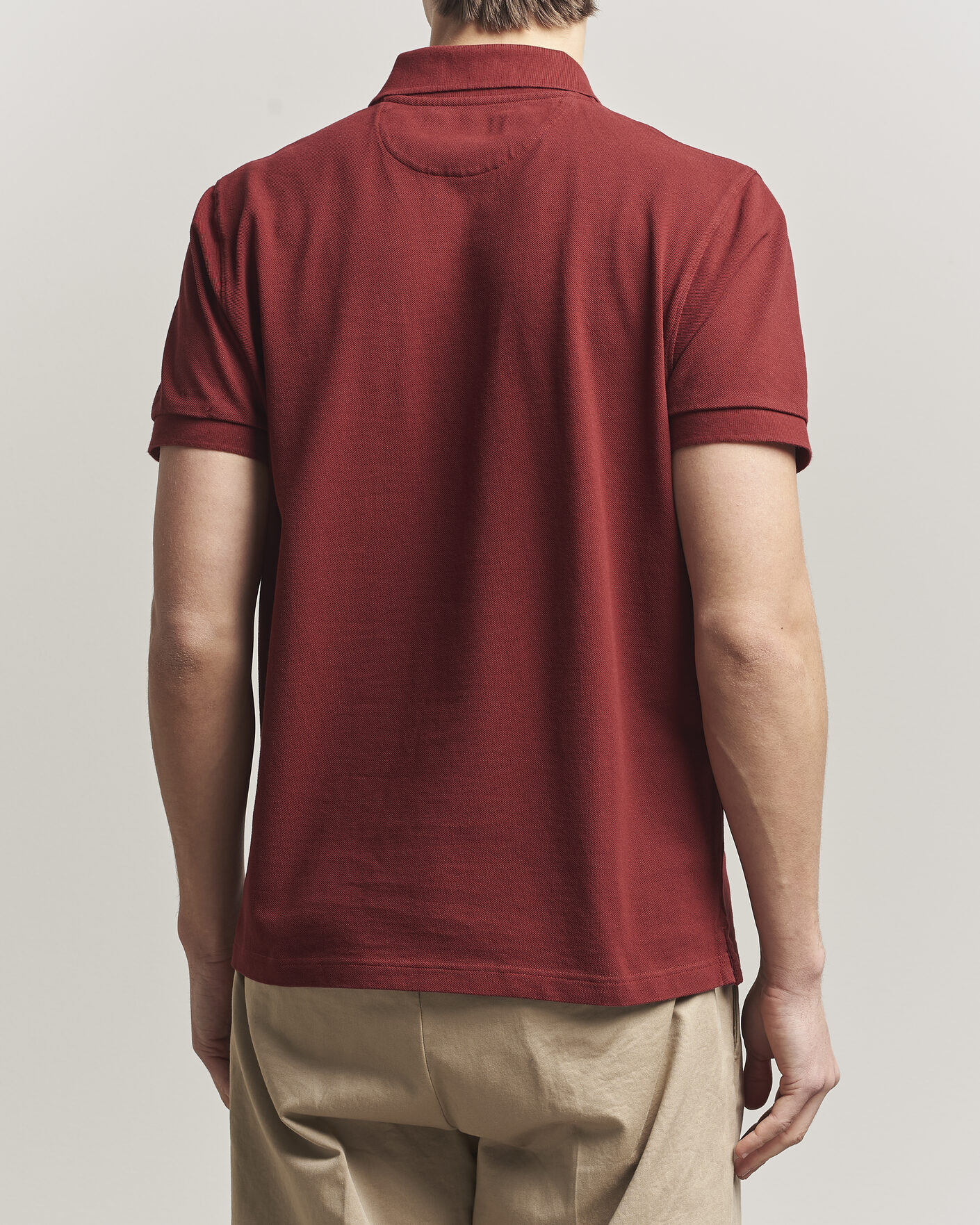 Homme | Polos | Baracuta | Tartan Placket Piquet Polo Oxblood