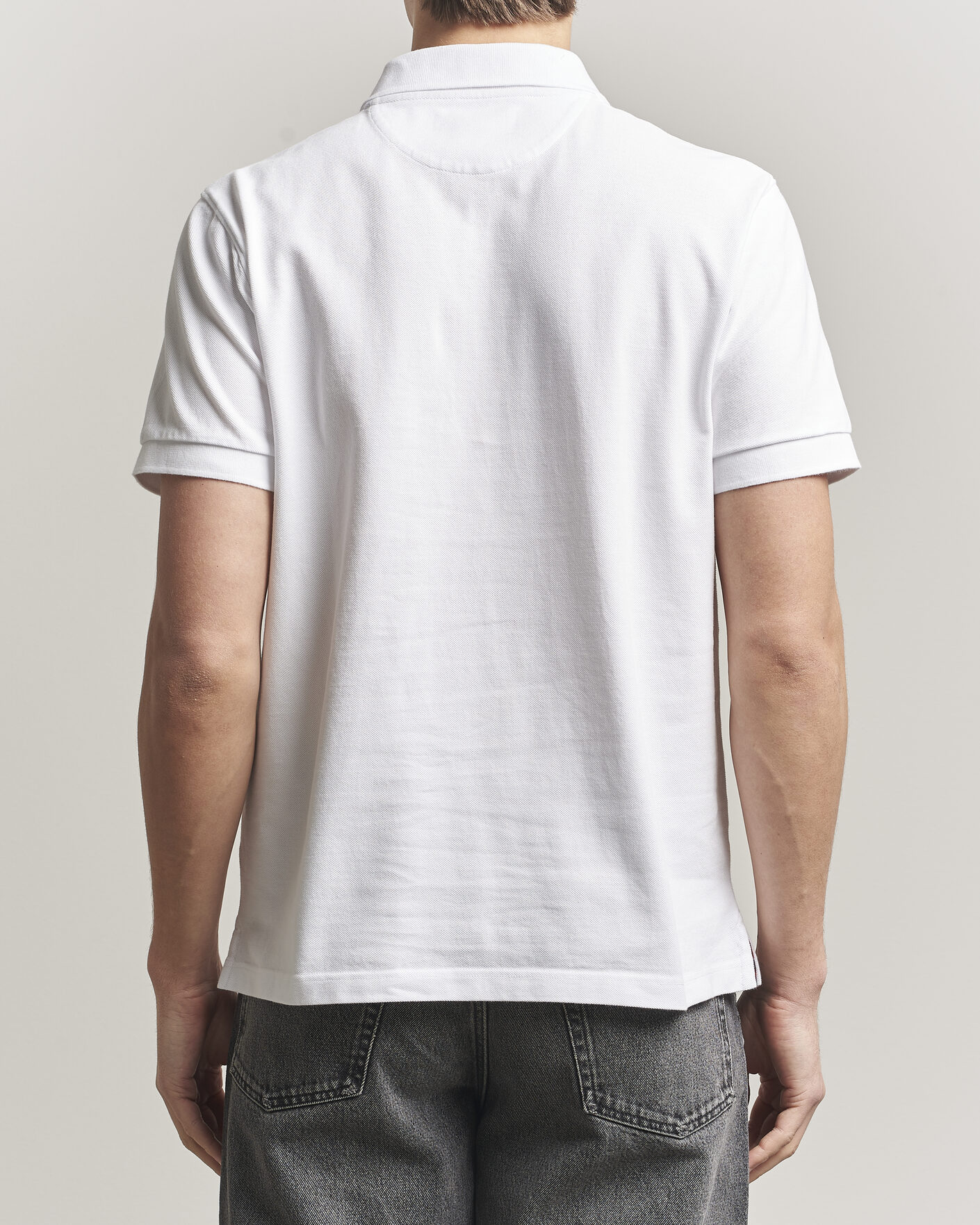 Homme | Polos | Baracuta | Tartan Placket Piquet Polo Bone White