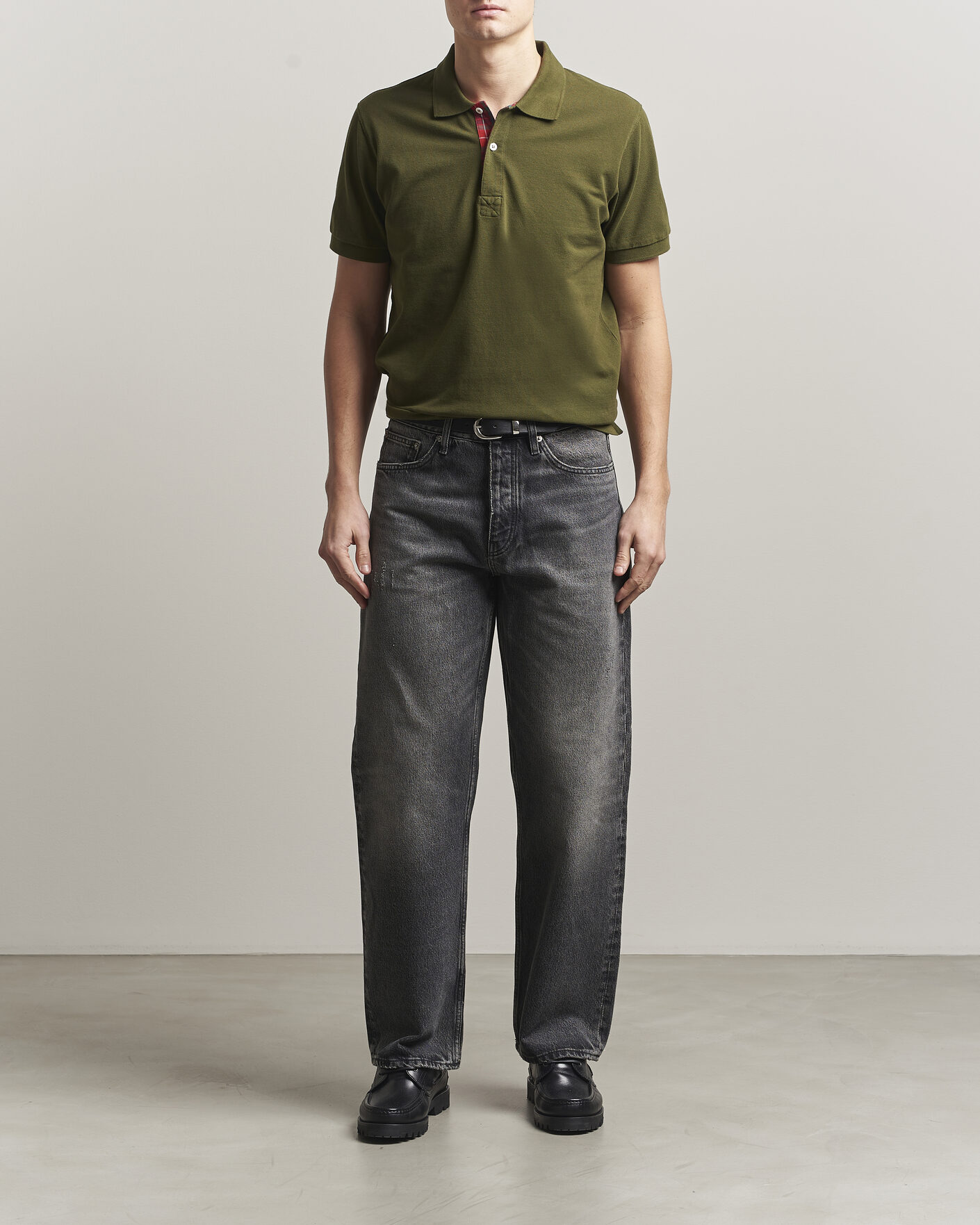 Homme | Polos | Baracuta | Tartan Placket Piquet Polo Beech