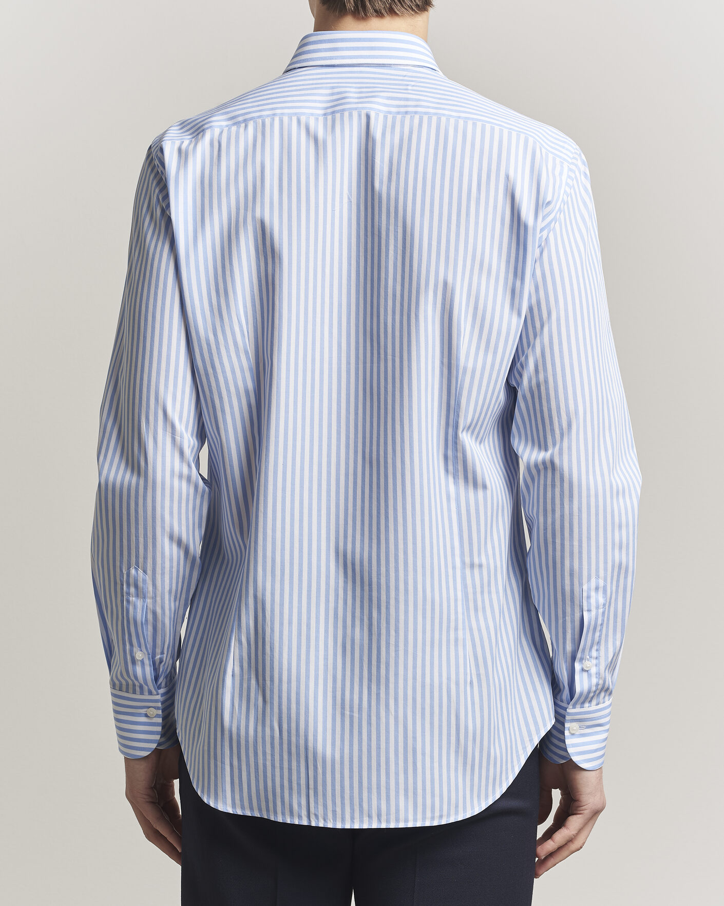 Homme | Chemises | Grigio | Cotton Poplin Dress Shirt Light Blue Stripe