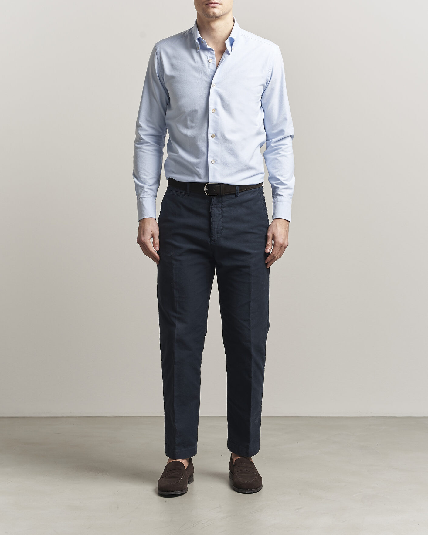 Homme | Chemises | Grigio | Oxford Button Down Shirt Light Blue