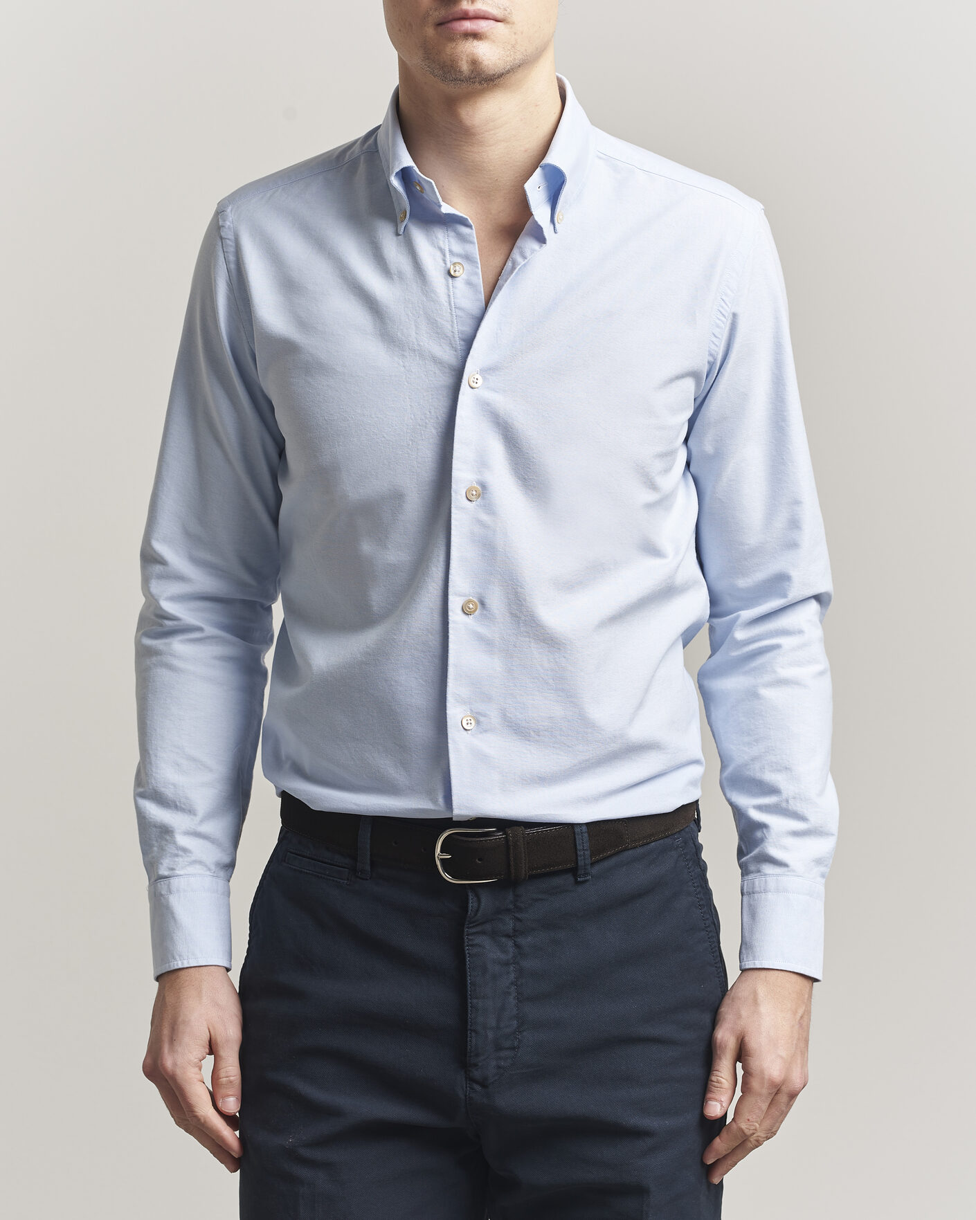 Homme | Chemises | Grigio | Oxford Button Down Shirt Light Blue