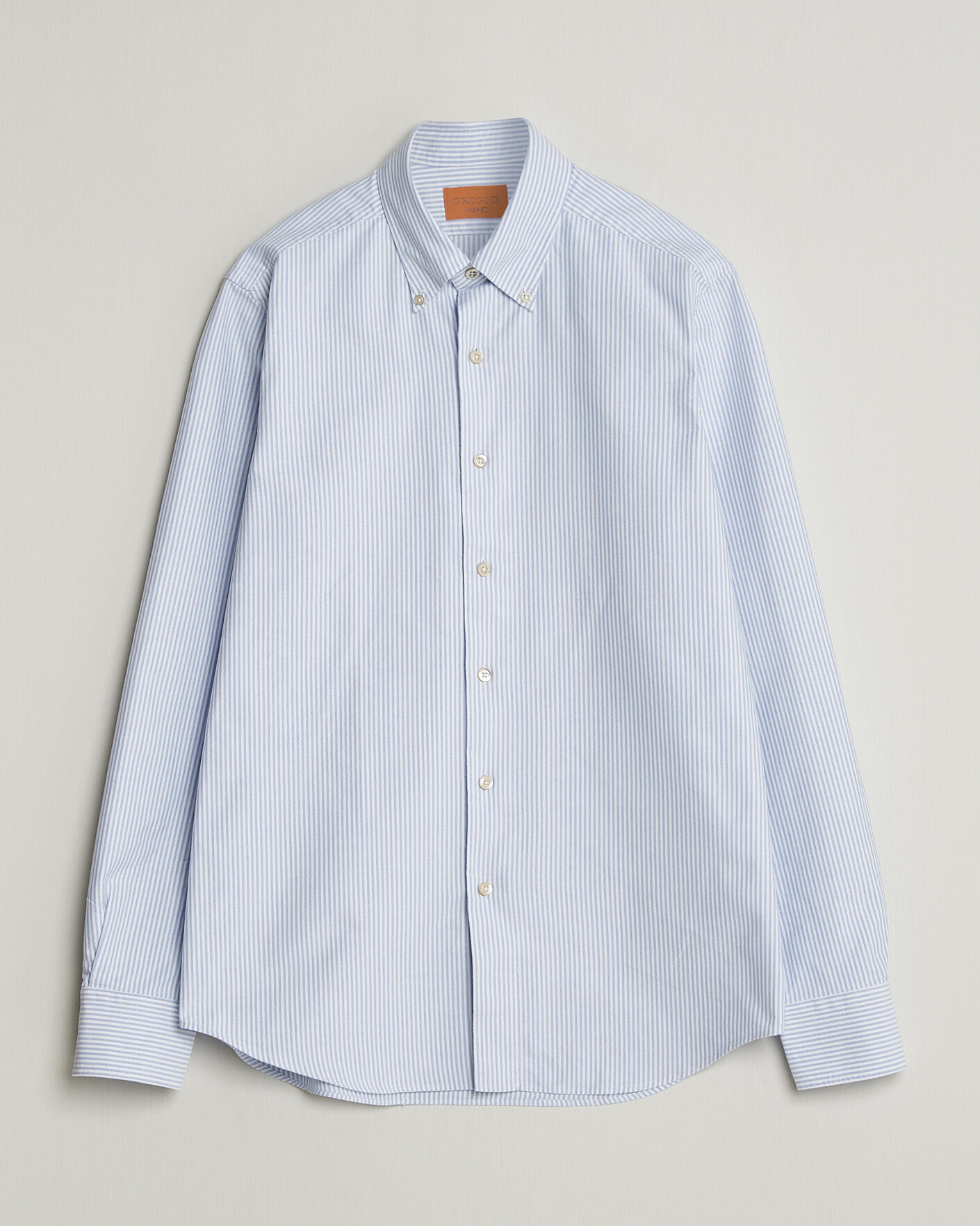 Homme | Chemises | Grigio | Oxford Button Down Shirt Light Blue Stripe