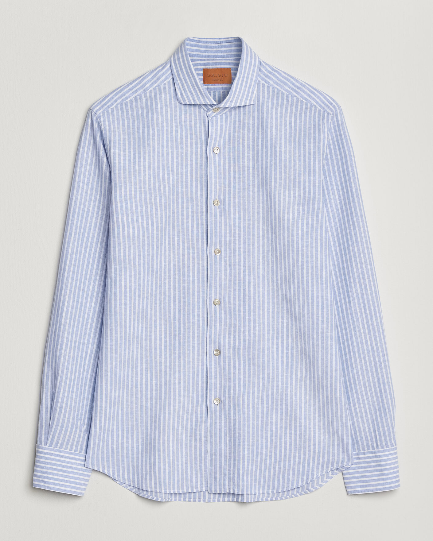 Homme | Chemises | Grigio | Washed Cotton/Linen Shirt Blue Stripe