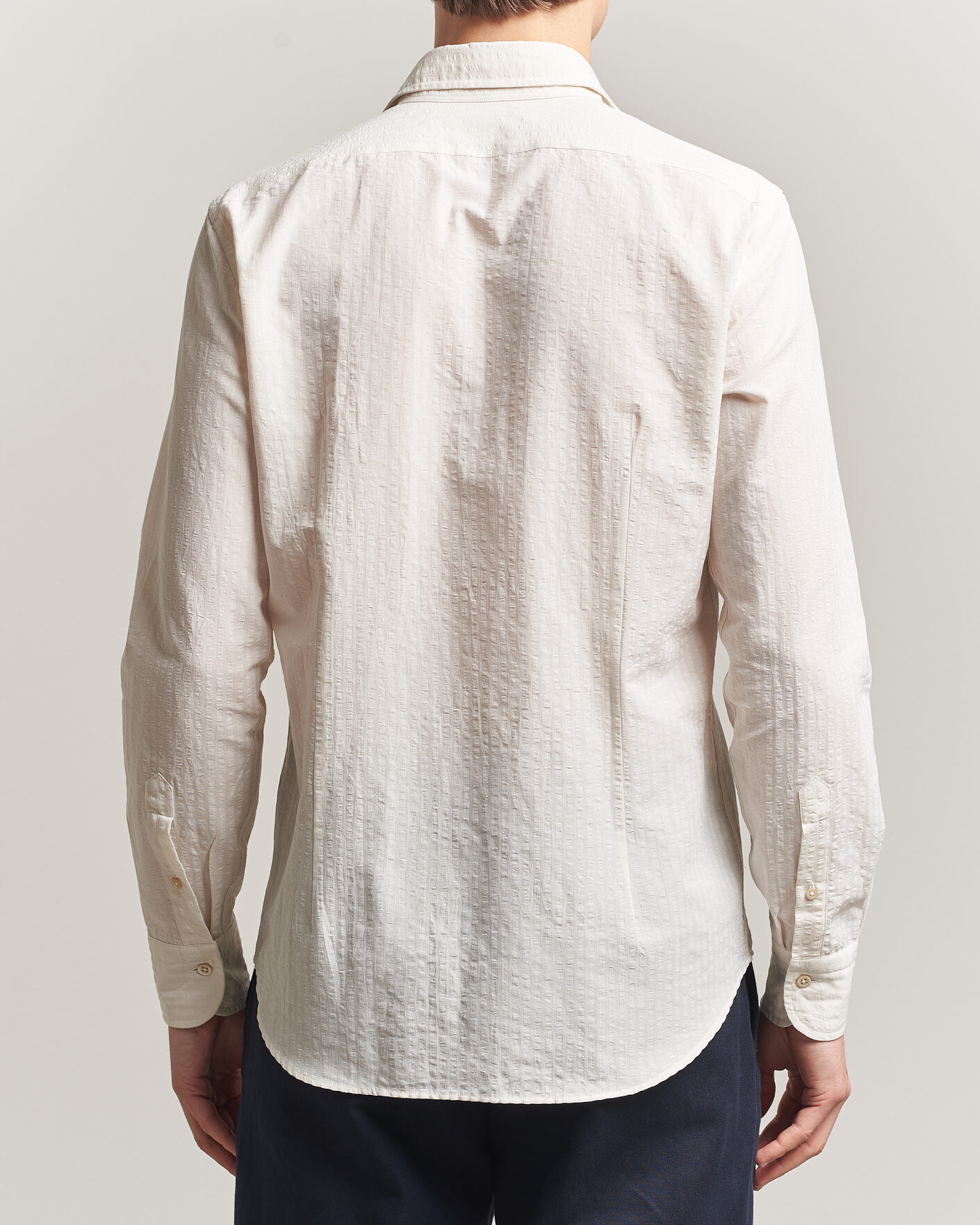 Homme | Chemises | Grigio | Cotton/Linen Seersucker Shirt Off White