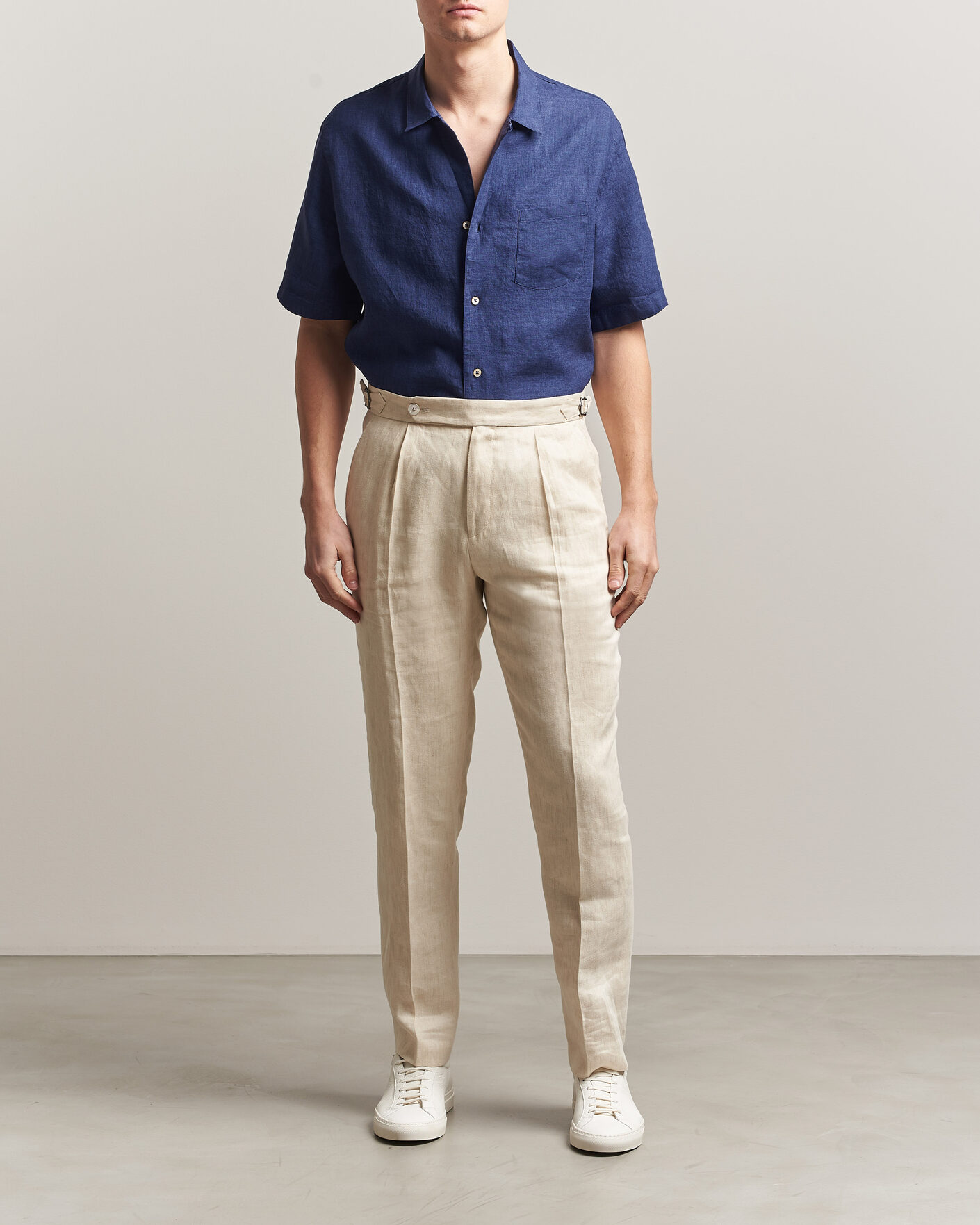 Homme | Chemises | Grigio | Linen Camp Collar Shirt Navy