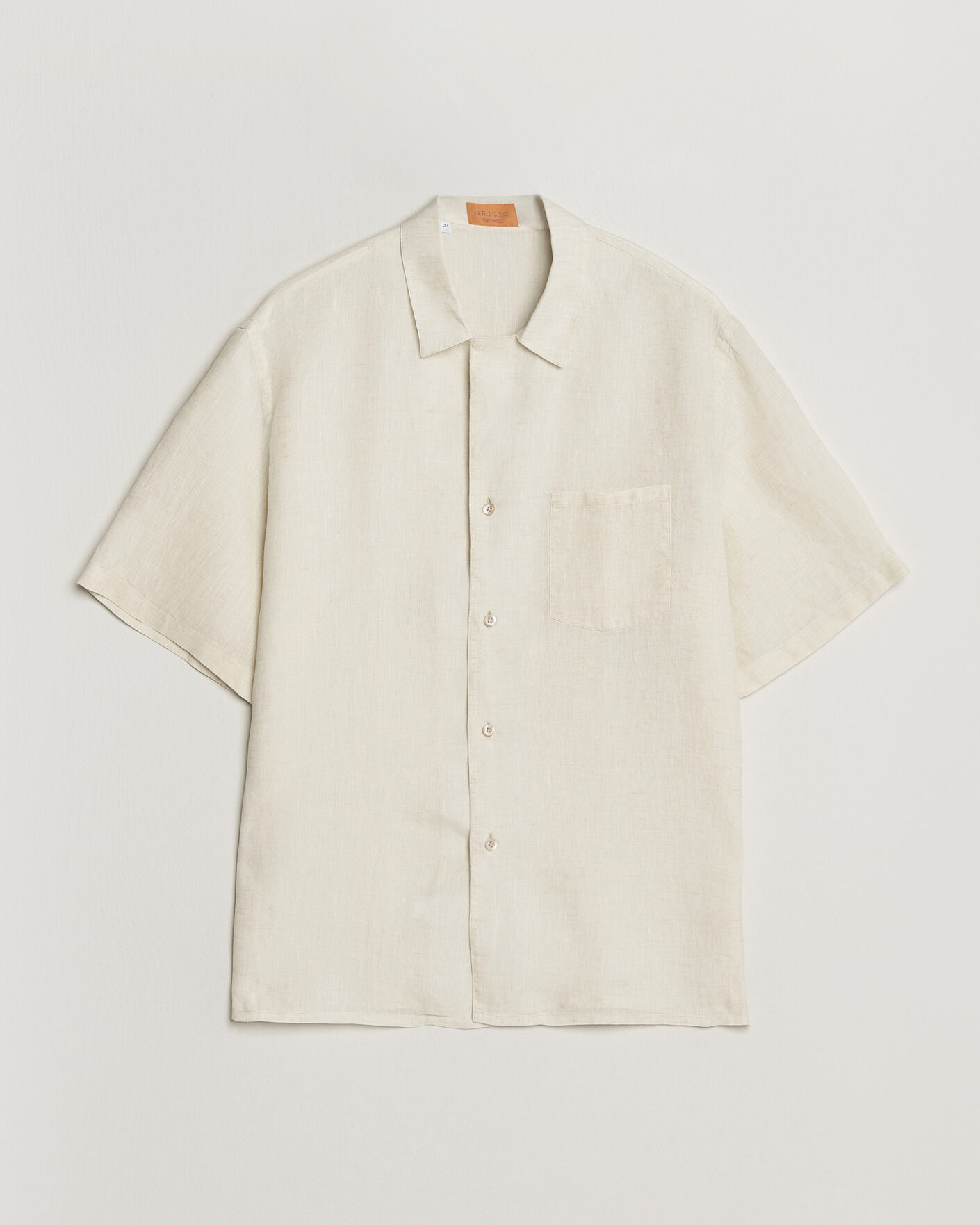 Homme | Chemises | Grigio | Linen Camp Collar Shirt White