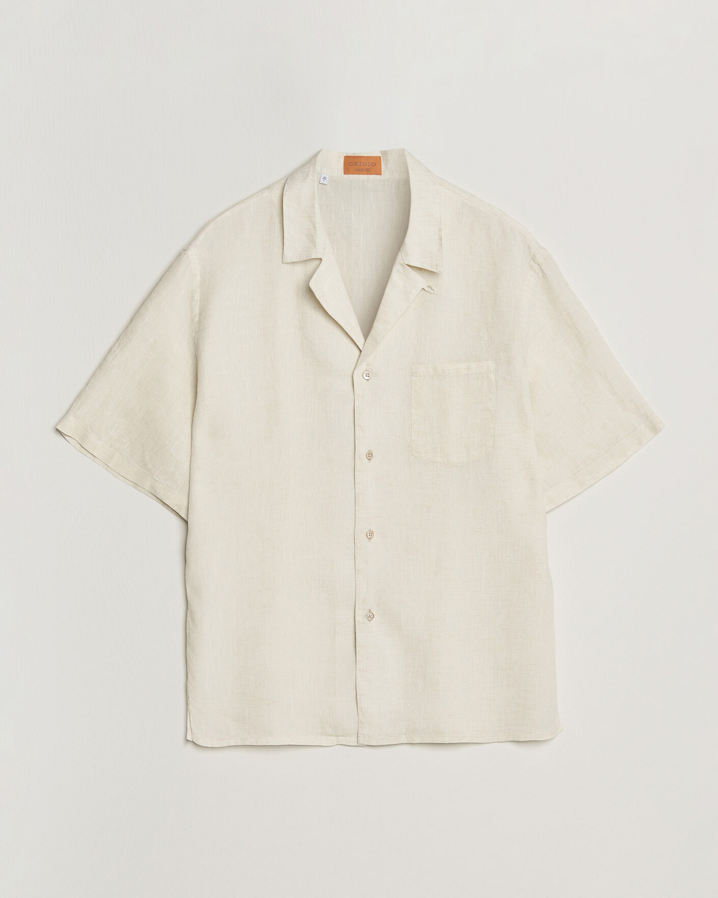 Homme | Chemises | Grigio | Linen Camp Collar Shirt White
