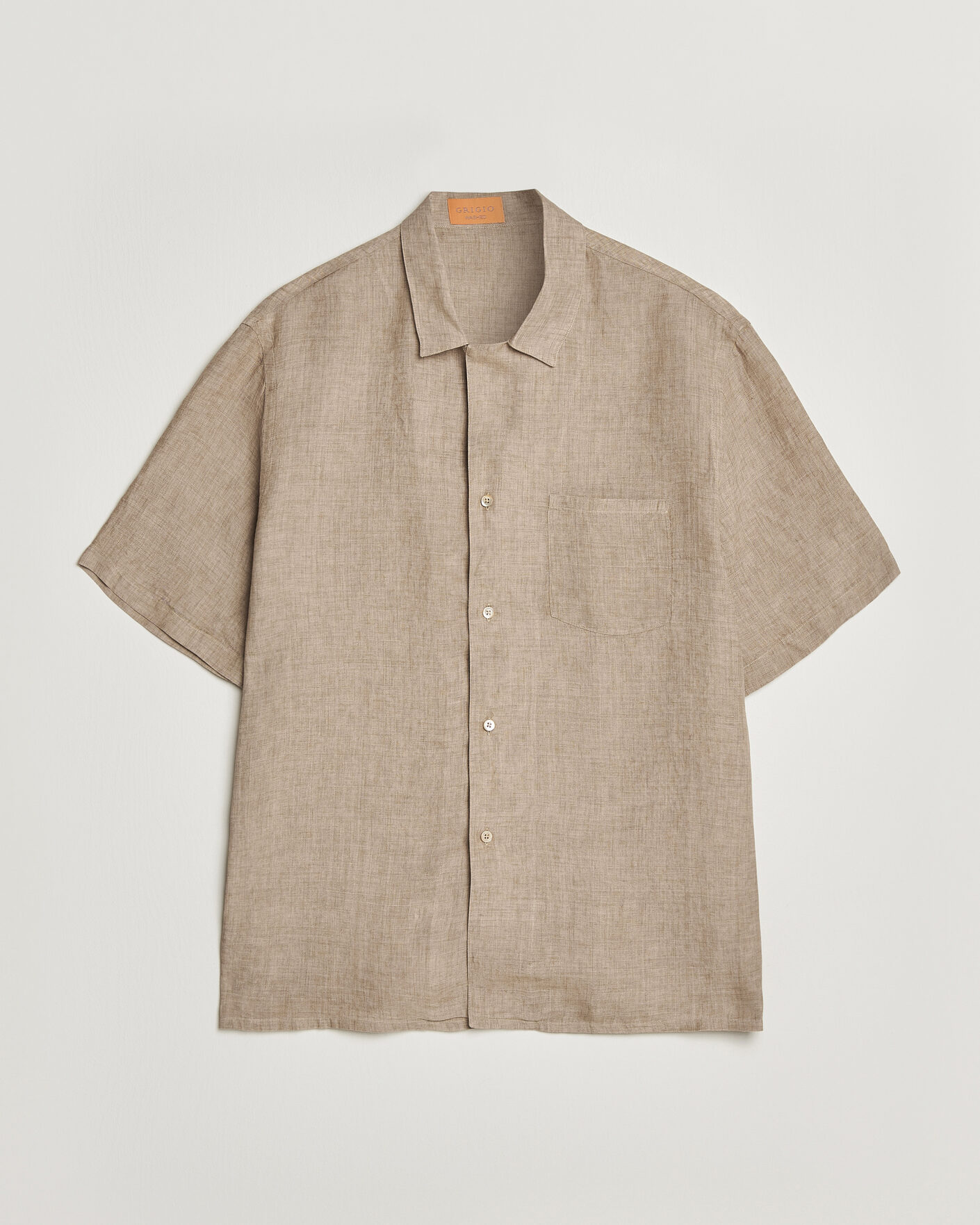 Homme | Chemises | Grigio | Linen Camp Collar Shirt Brown