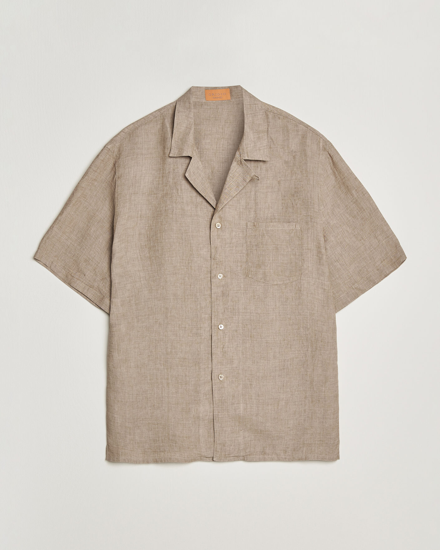 Homme | Chemises | Grigio | Linen Camp Collar Shirt Brown