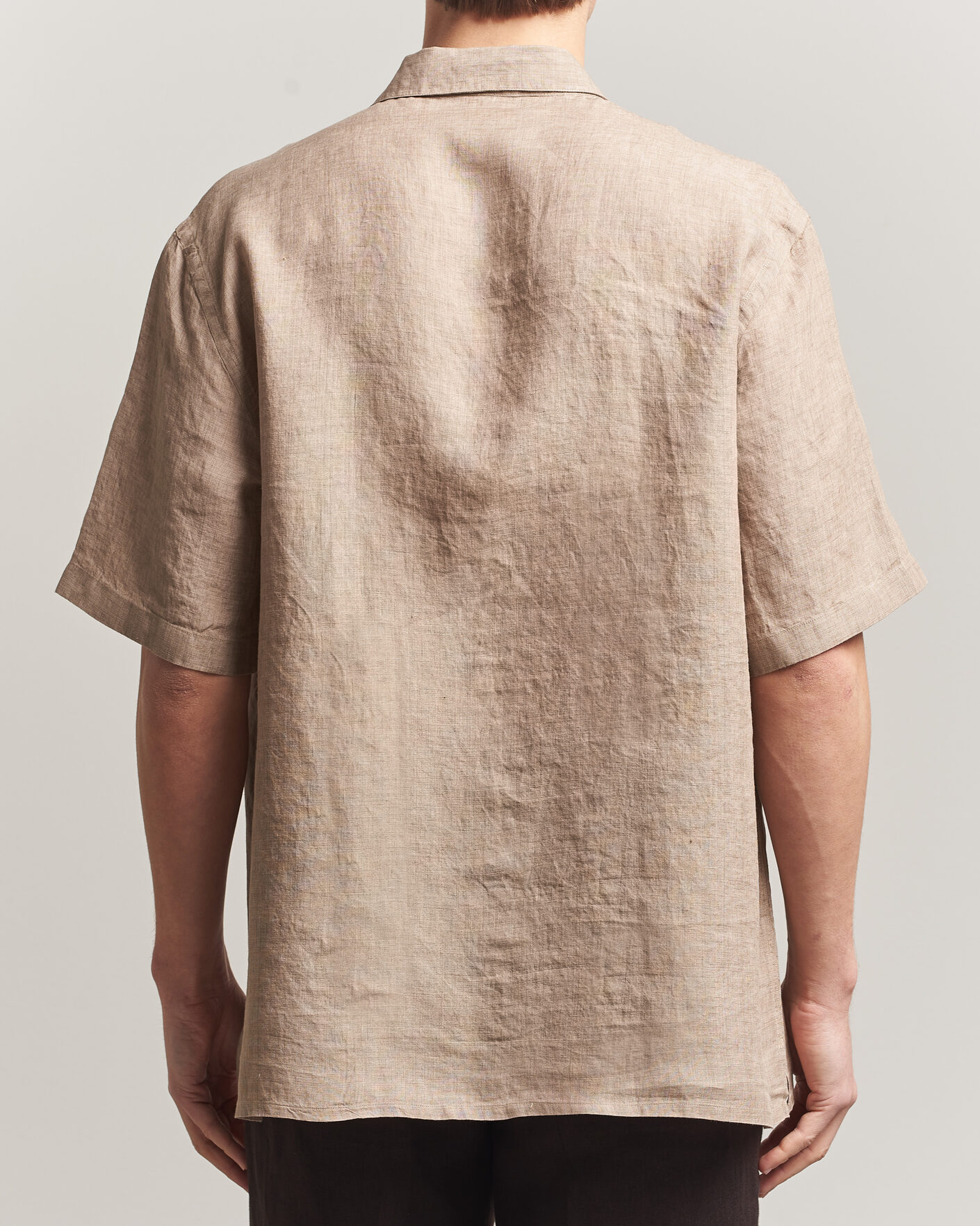 Homme | Chemises | Grigio | Linen Camp Collar Shirt Brown