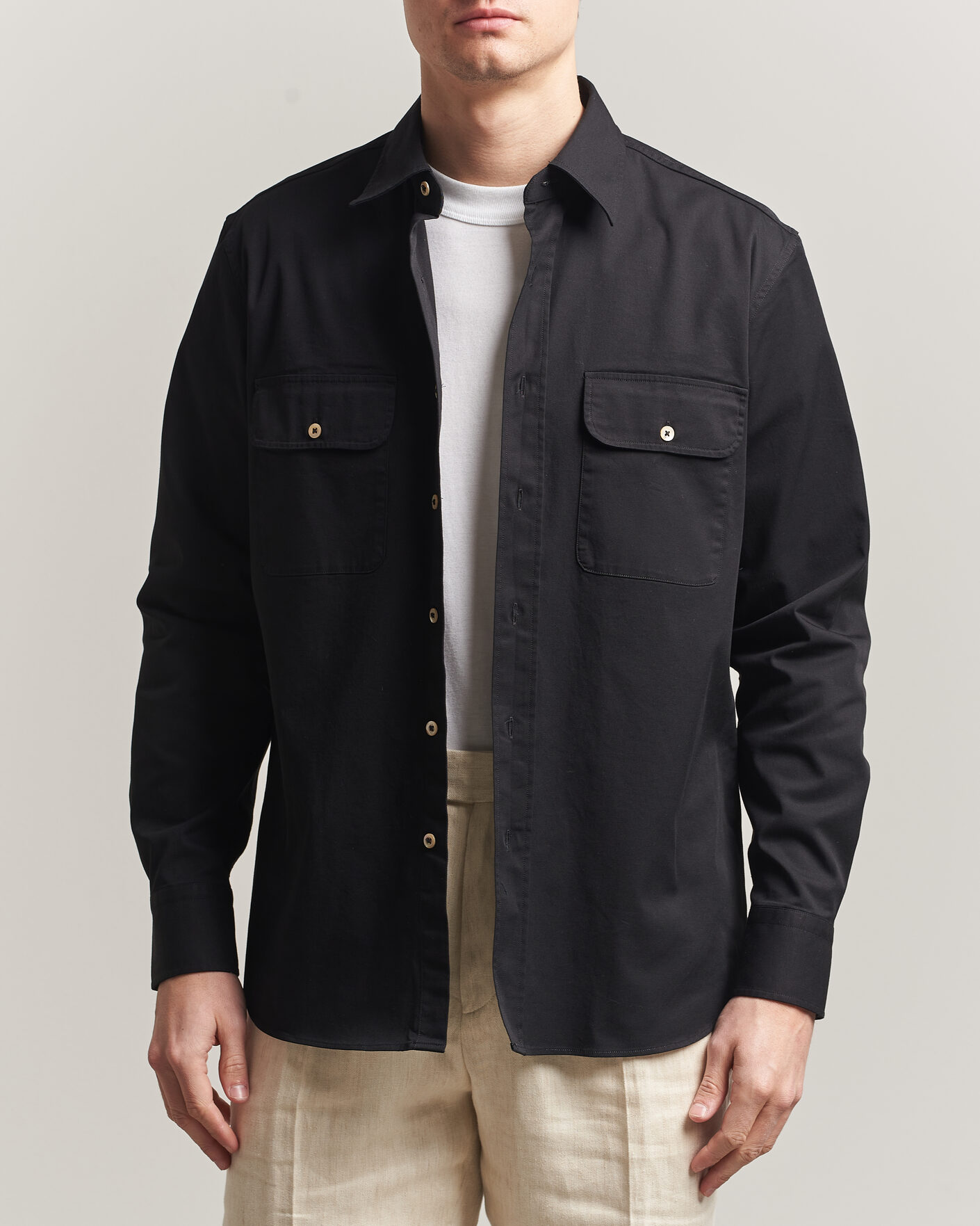 Homme | Chemises | Grigio | Illinois Cotton Overshirt Black