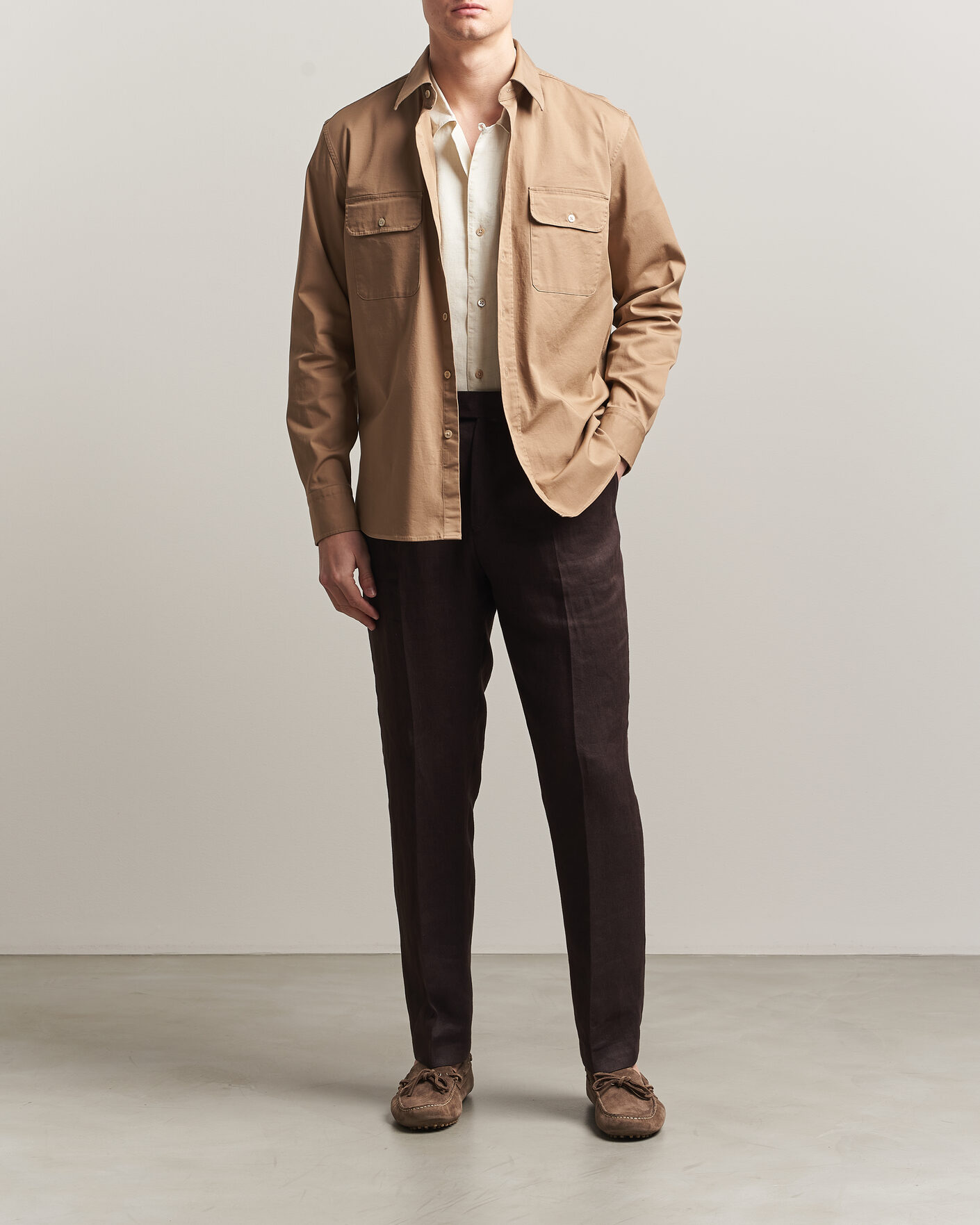 Homme | Chemises | Grigio | Illinois Cotton Overshirt Khaki