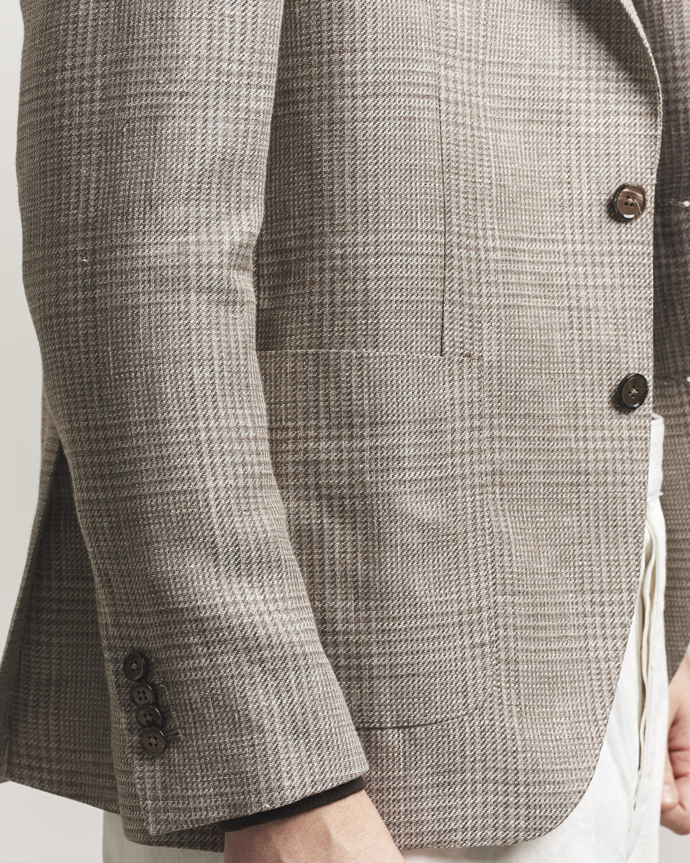 Homme | Blazers | L.B.M. 1911 | Jack Regular Fit Linen/Wool Checked Blazer Taupe