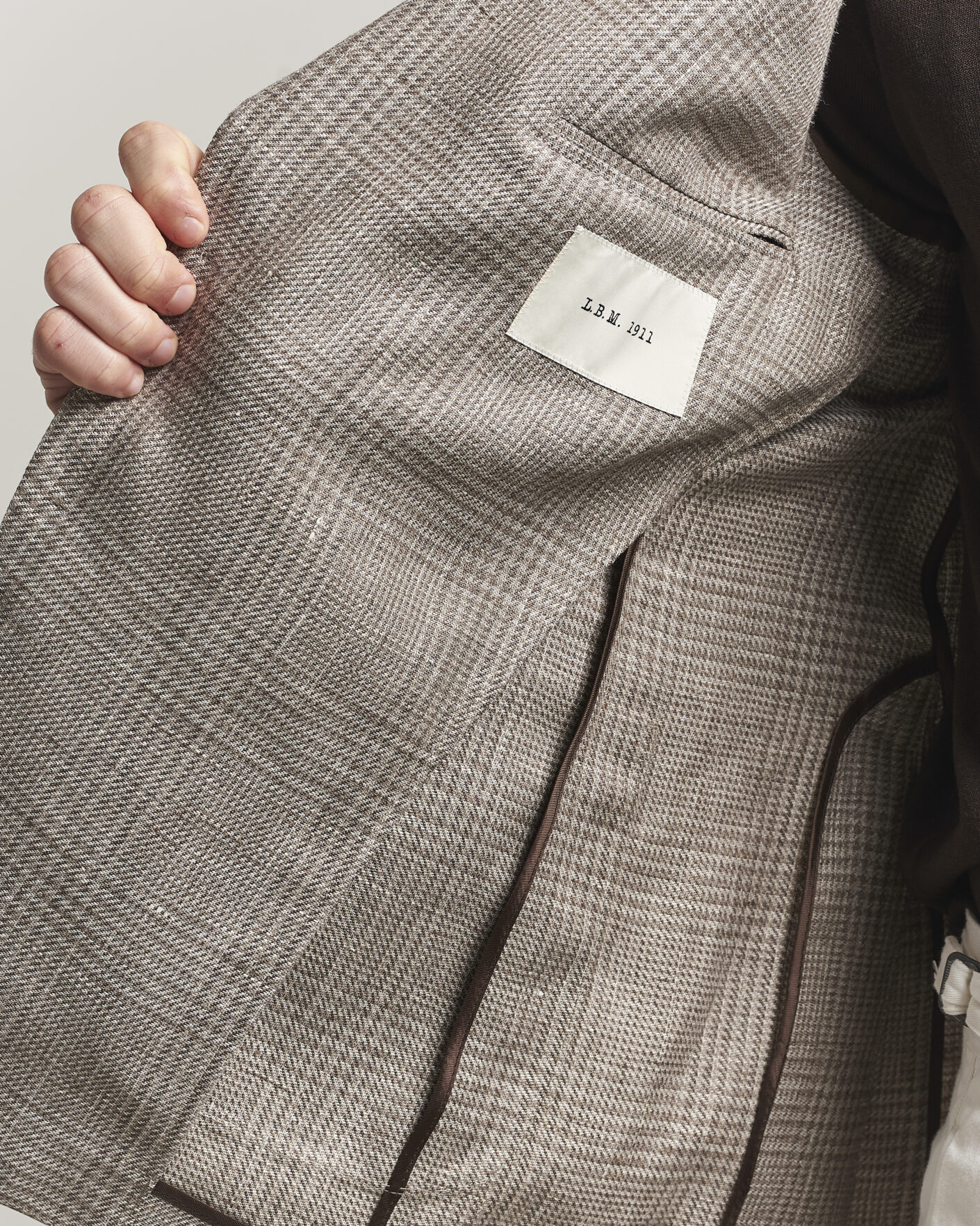 Homme | Blazers | L.B.M. 1911 | Jack Regular Fit Linen/Wool Checked Blazer Taupe