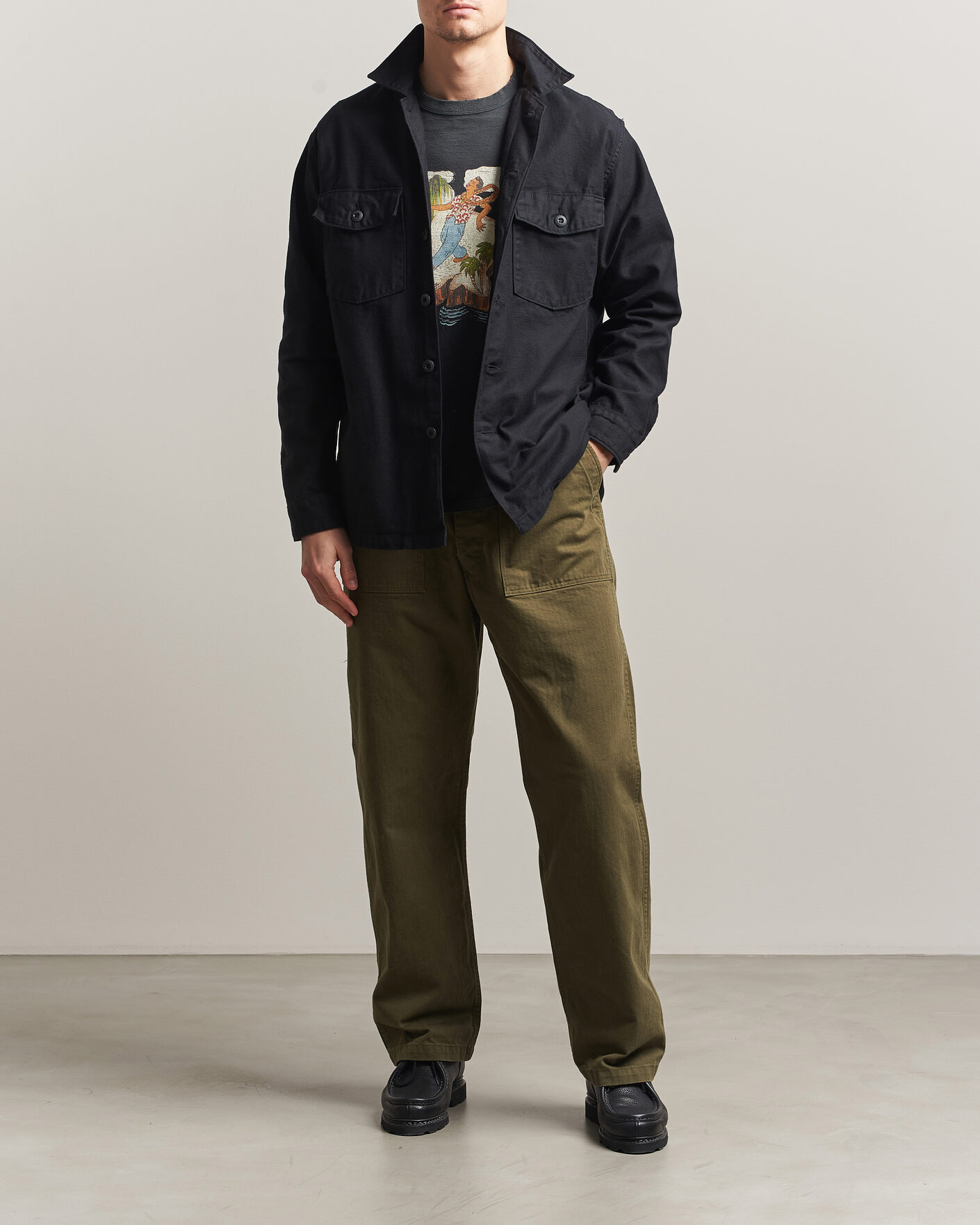 Homme | Pantalons | orSlow | Vintage Fit Herringbone Fatigue Pants Army Green