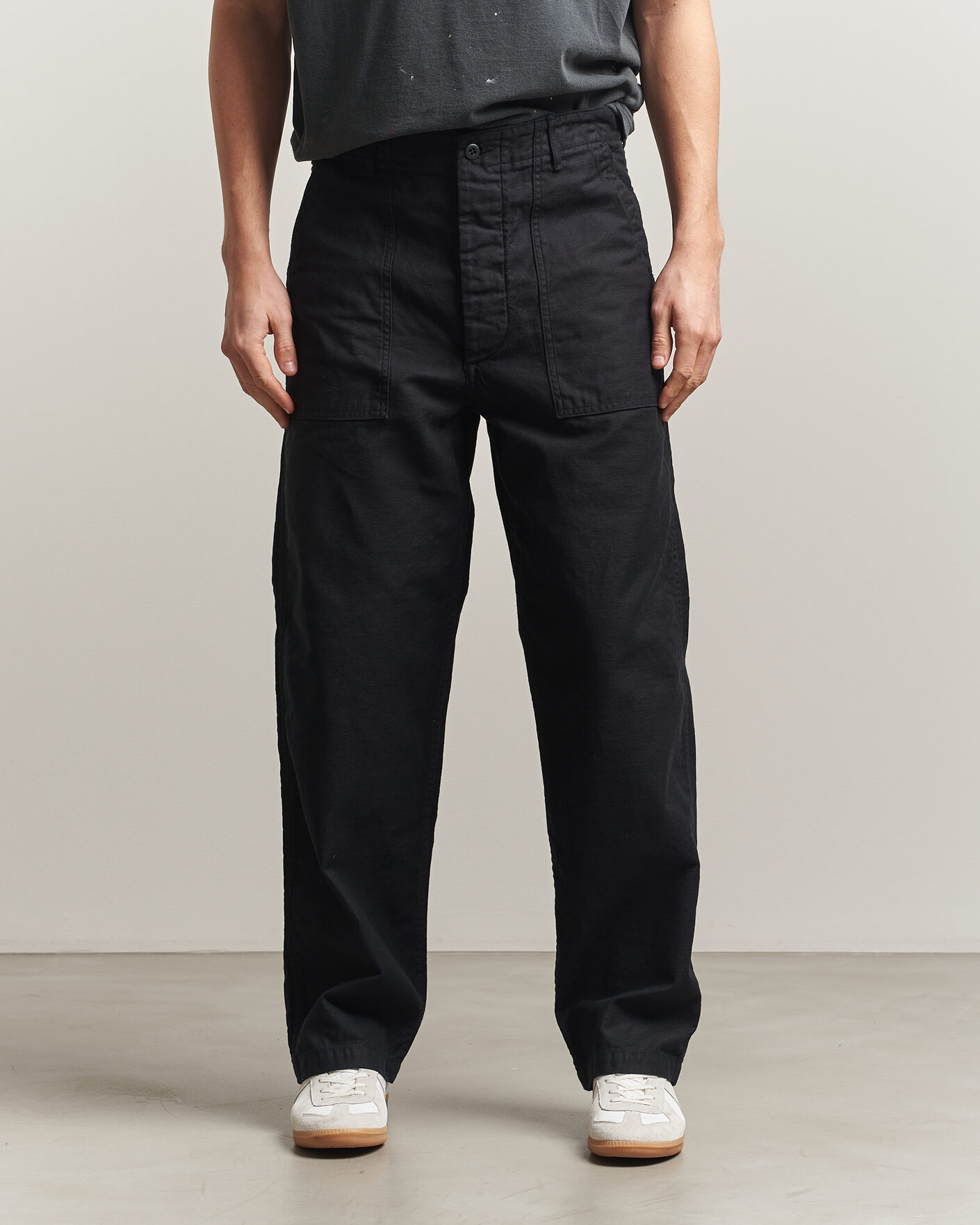 Homme | Pantalons | orSlow | Regular Fit Original Sateen Fatigue Pants Black