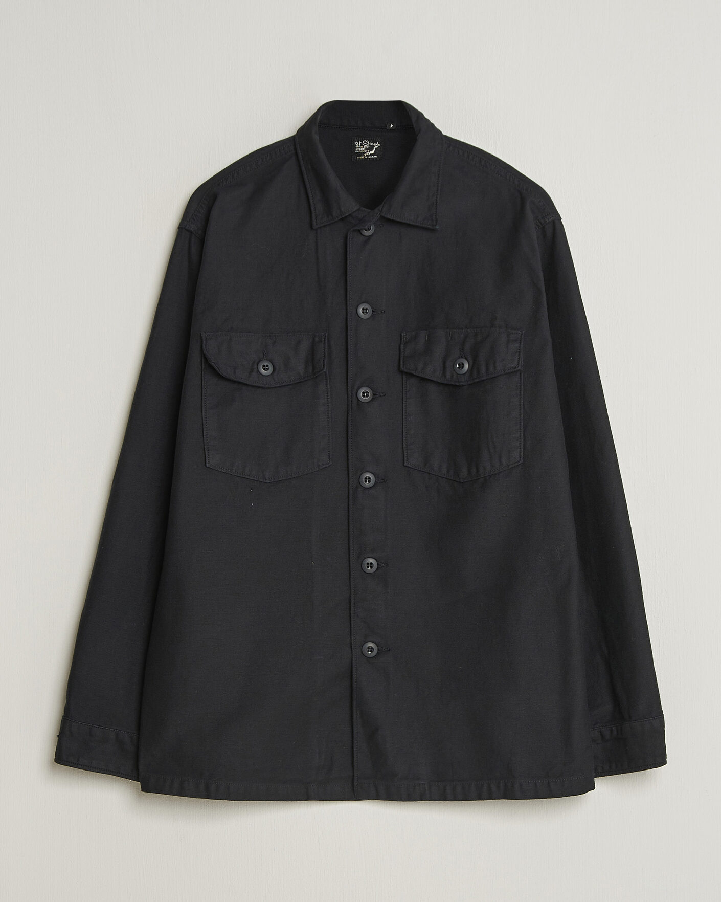 Homme | Chemises | orSlow | Cotton Sateen US Army Overshirt Black