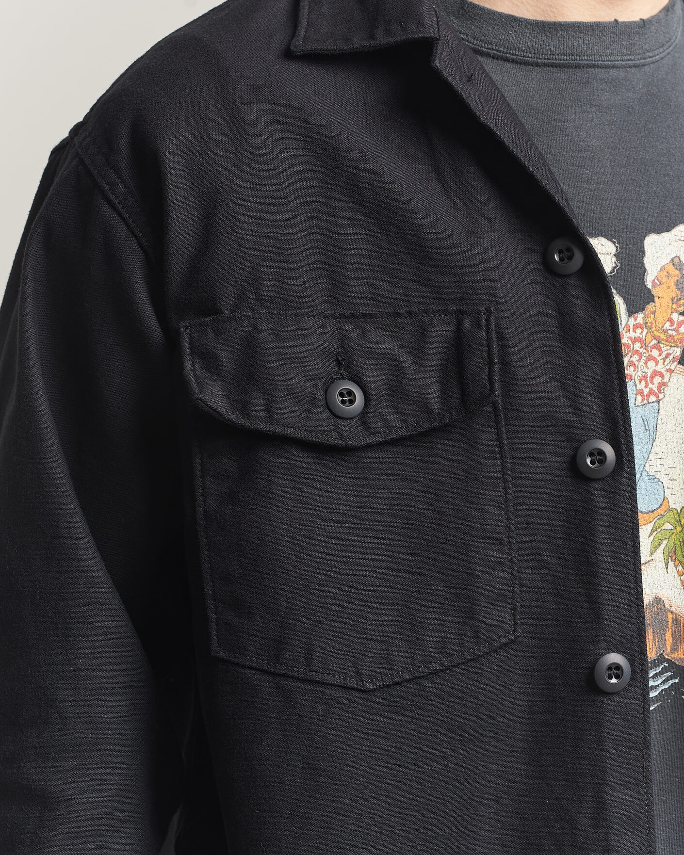 Homme | Chemises | orSlow | Cotton Sateen US Army Overshirt Black