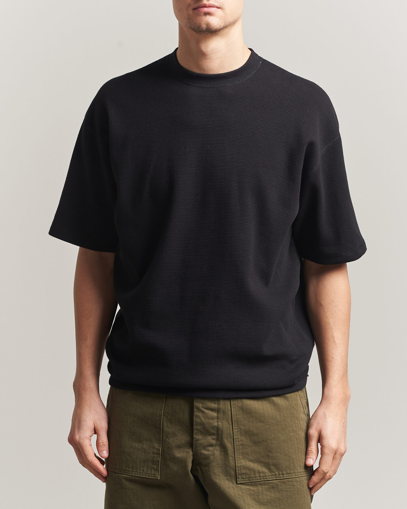 Homme | T-shirts | orSlow | Waffle Cotton T-Shirt Black