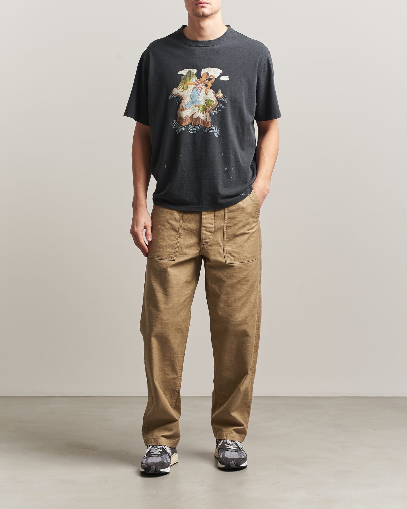 Homme | T-shirts | orSlow | Vintage Hawaiian Print T-Shirt Black