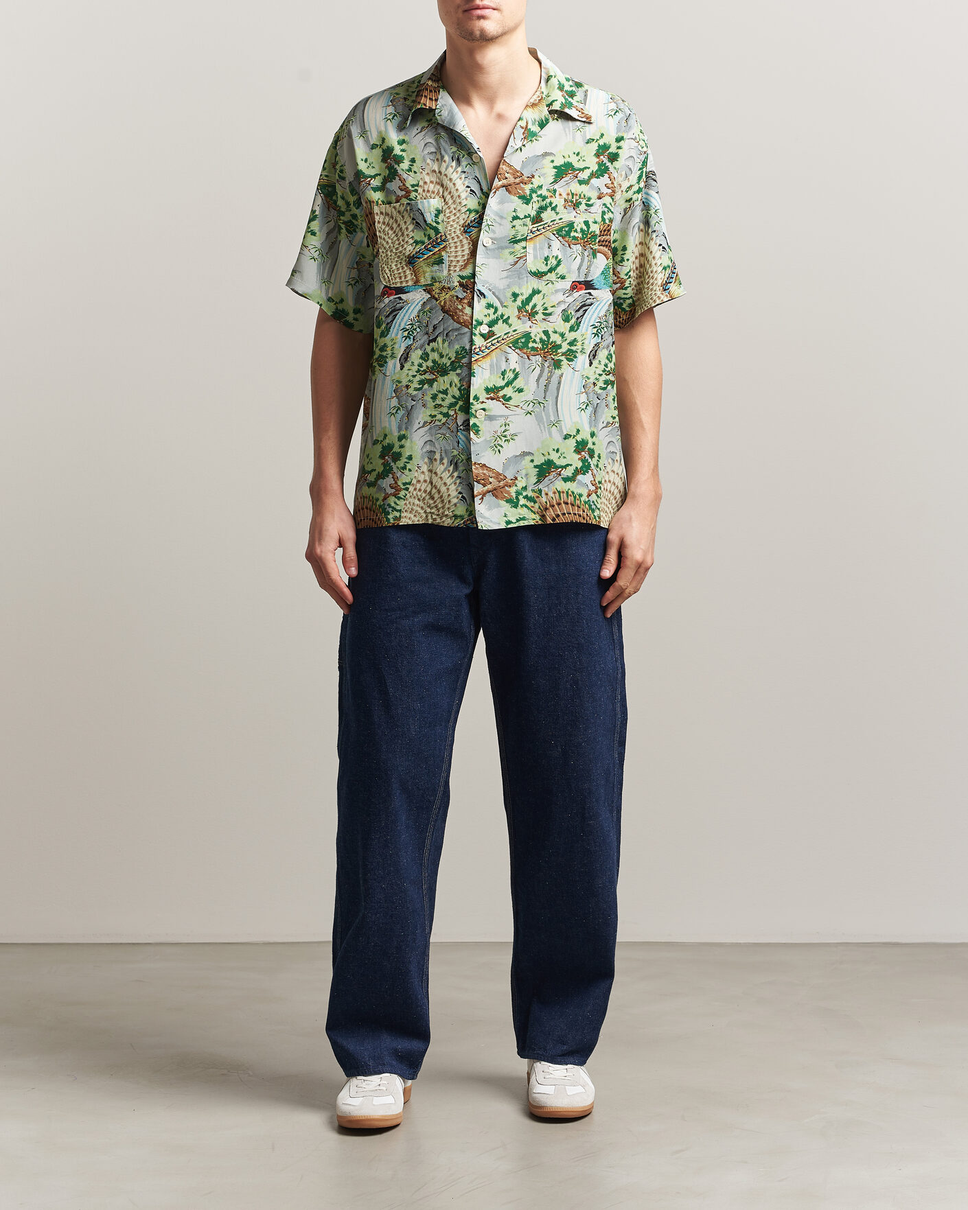 Homme | Chemises | orSlow | Peacock Garden Hawaiian Shirt Green