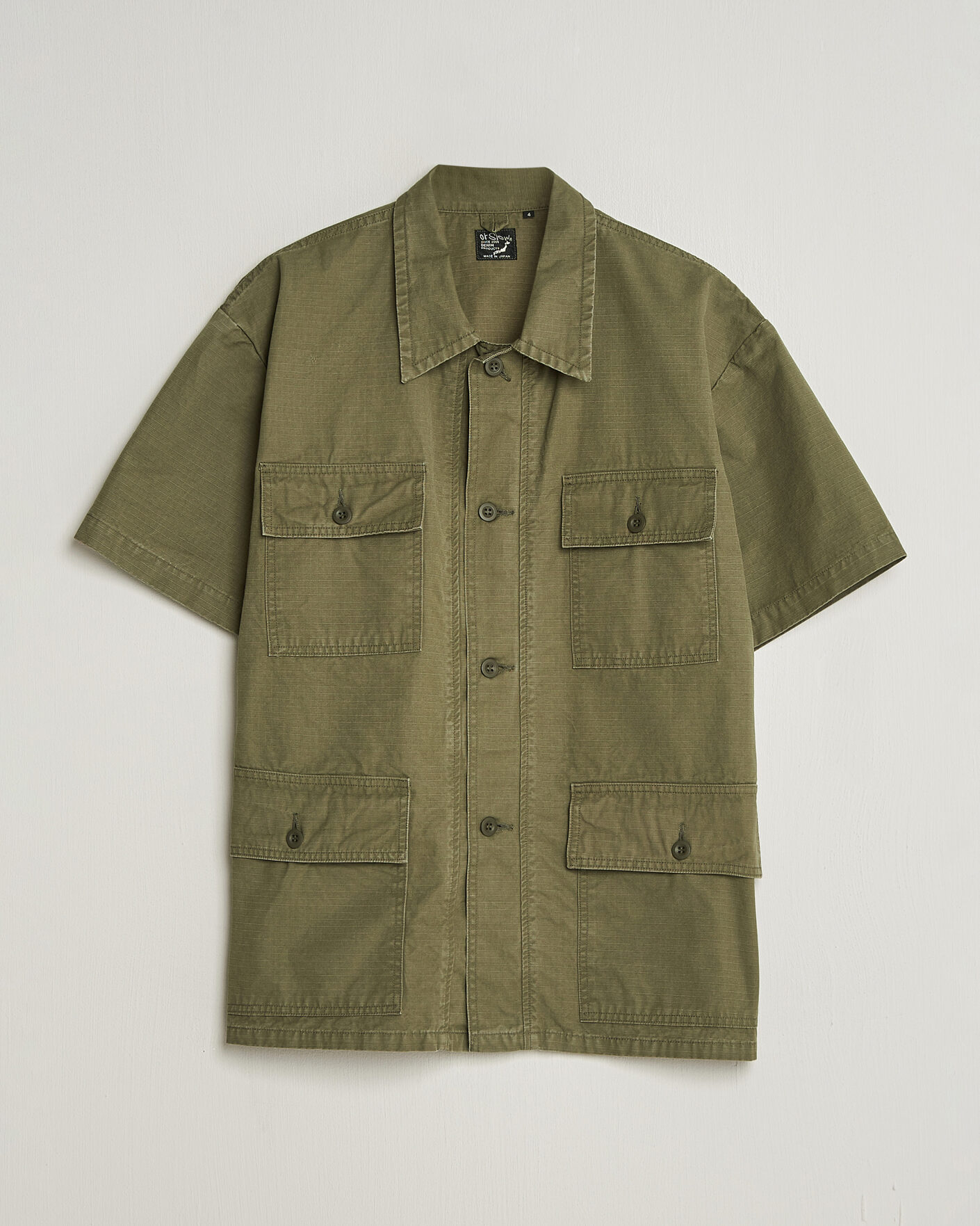 Homme | Chemises | orSlow | Short Sleeve Utility Shirt Army Green