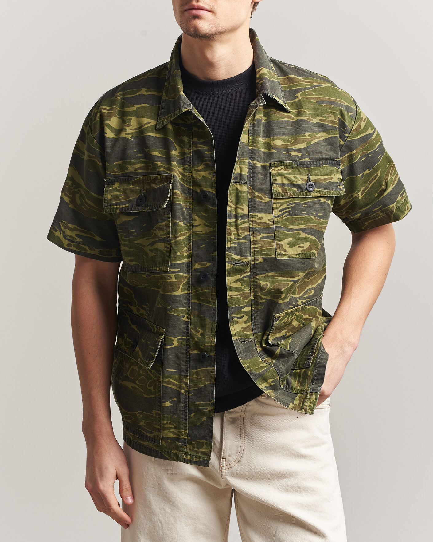 Homme | Chemises | orSlow | Short Sleeve Utility Shirt Tiger Camo
