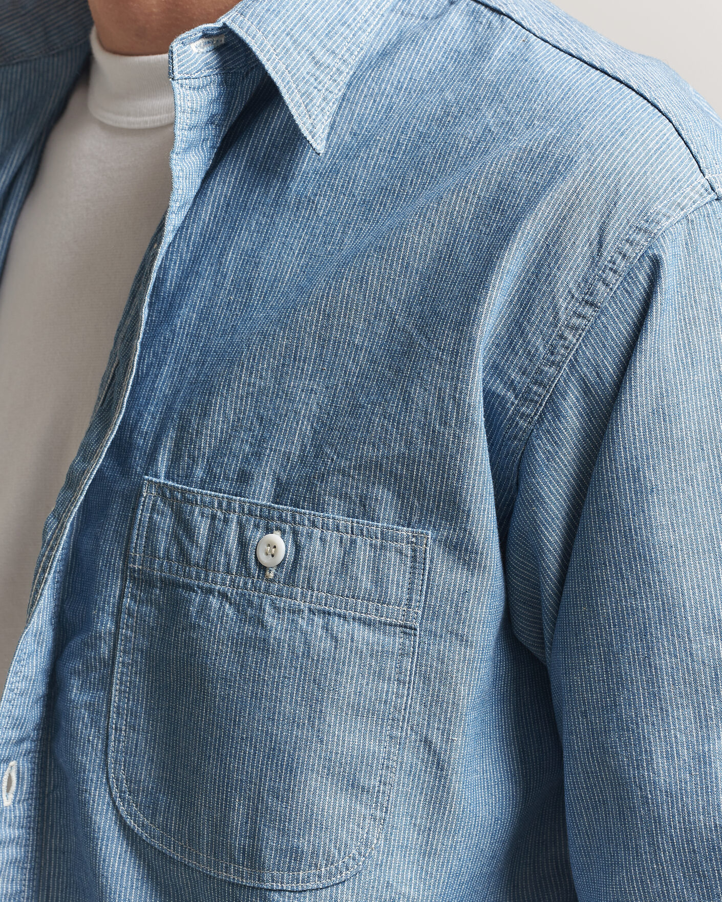 Homme | Chemises | orSlow | Relax Fit Chambray Work Shirt Hickory Stirpe