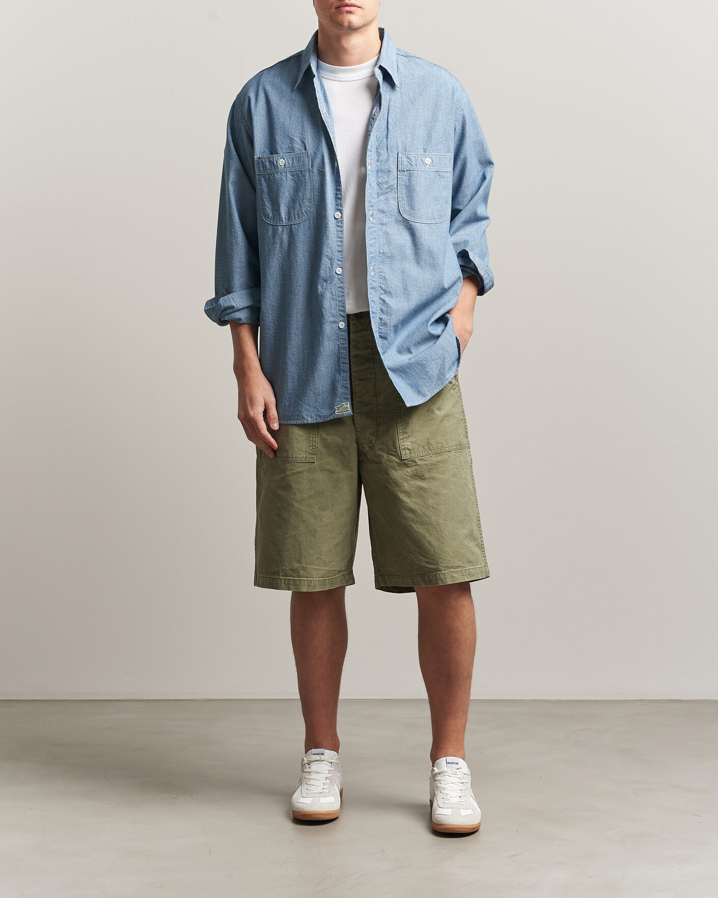 Homme | Shorts | orSlow | Summer Fatigue Shorts Washed Army Green