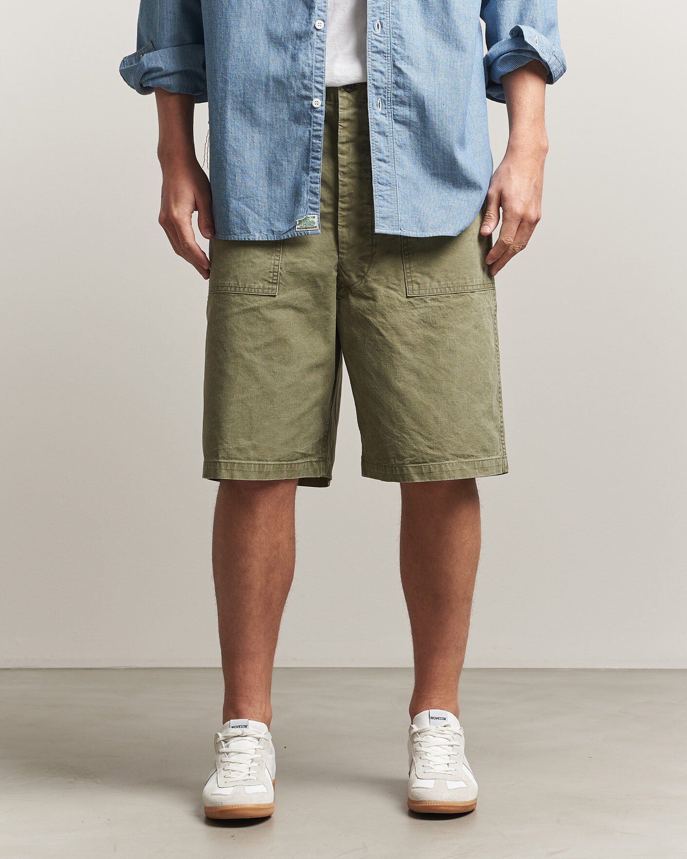 Homme | Shorts | orSlow | Summer Fatigue Shorts Washed Army Green