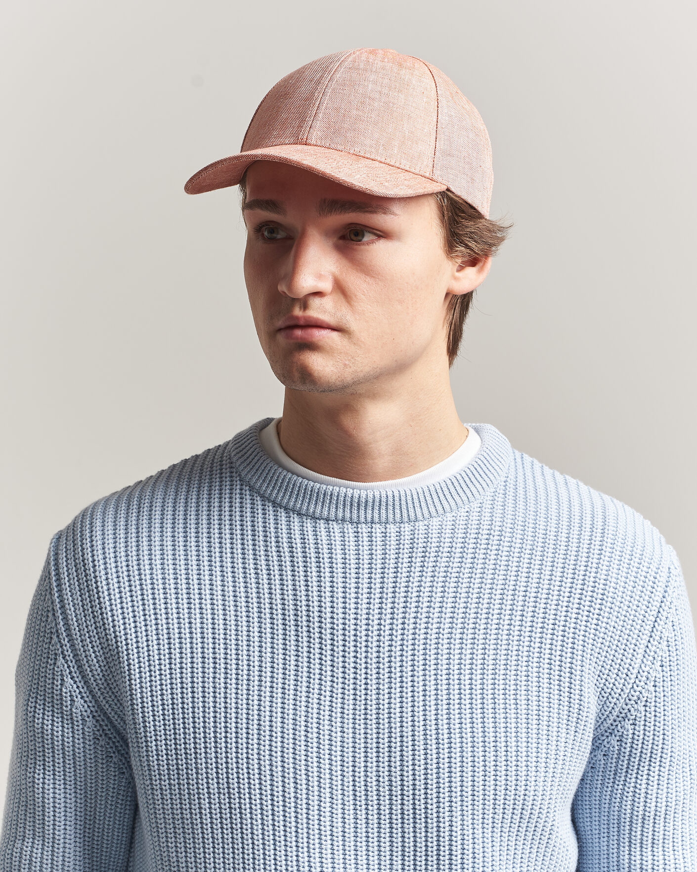 Homme | Bobs Et Casquettes | Varsity Headwear | Linen Baseball Cap Pale Rust