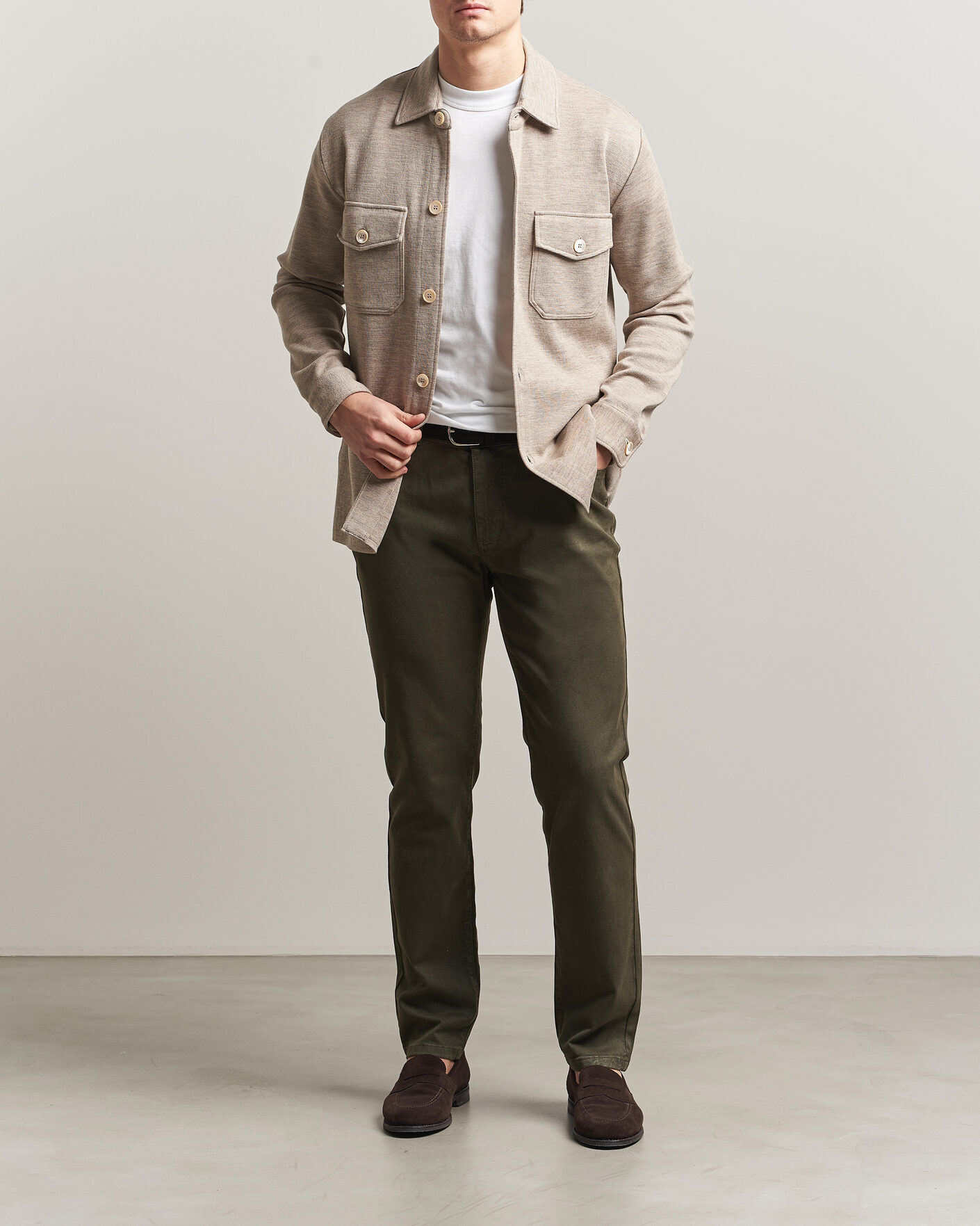 Homme | Pantalons | Oscar Jacobson | Slim Fit 5-Pocket Chino Olive