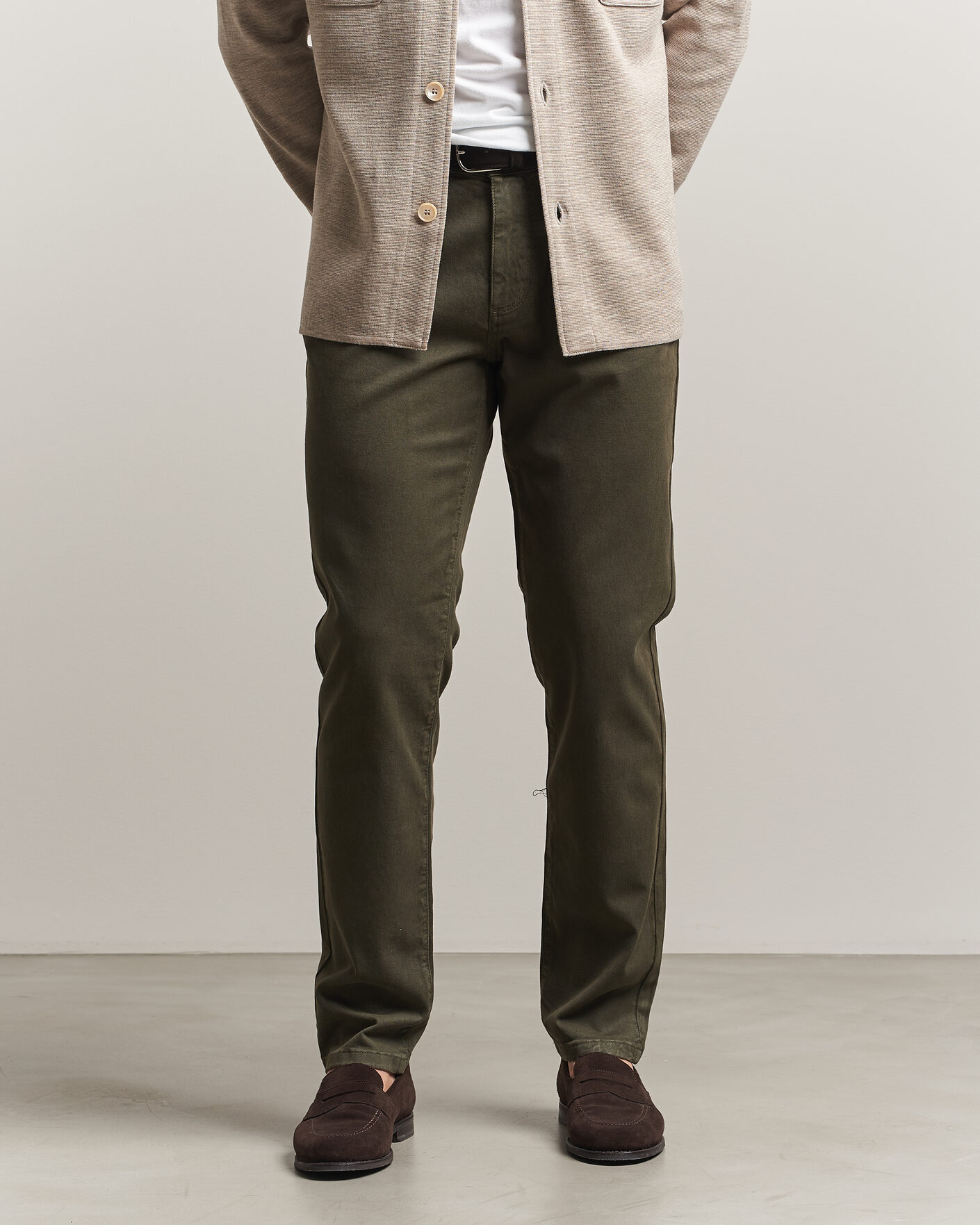 Homme | Pantalons | Oscar Jacobson | Slim Fit 5-Pocket Chino Olive