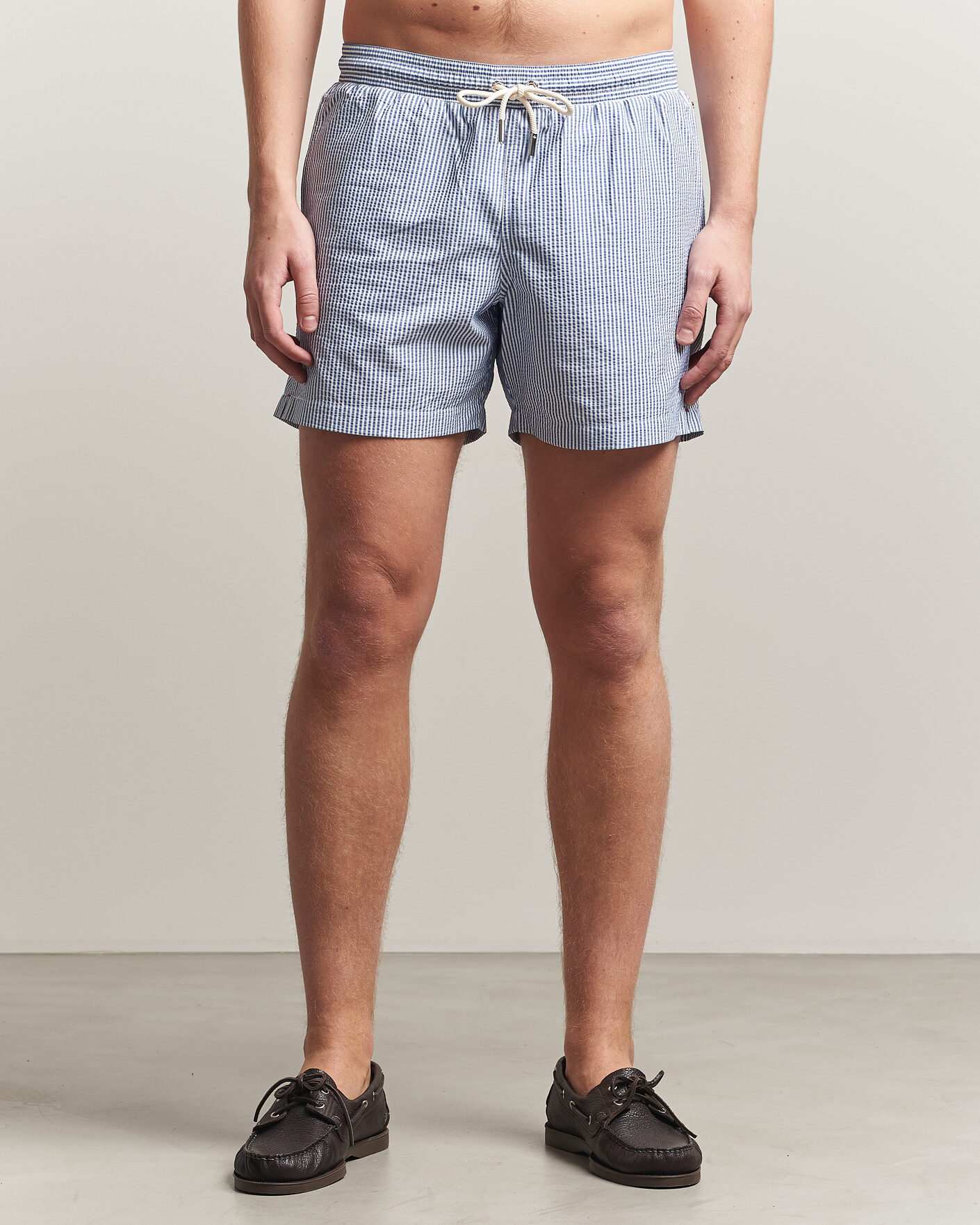 Homme | Maillots De Bain | Orlebar Brown | Boxer Seersucker Drawstring Swim Shorts Nova Blue